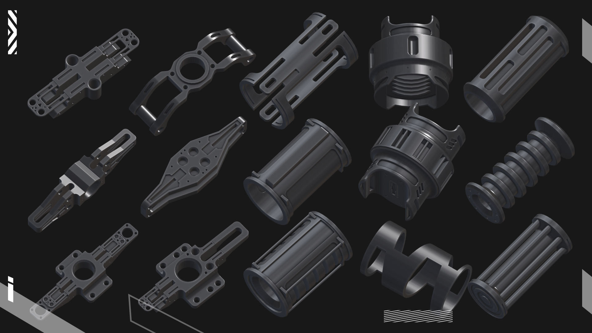 200 Hard Surface Detail Kitbash 3D model_6