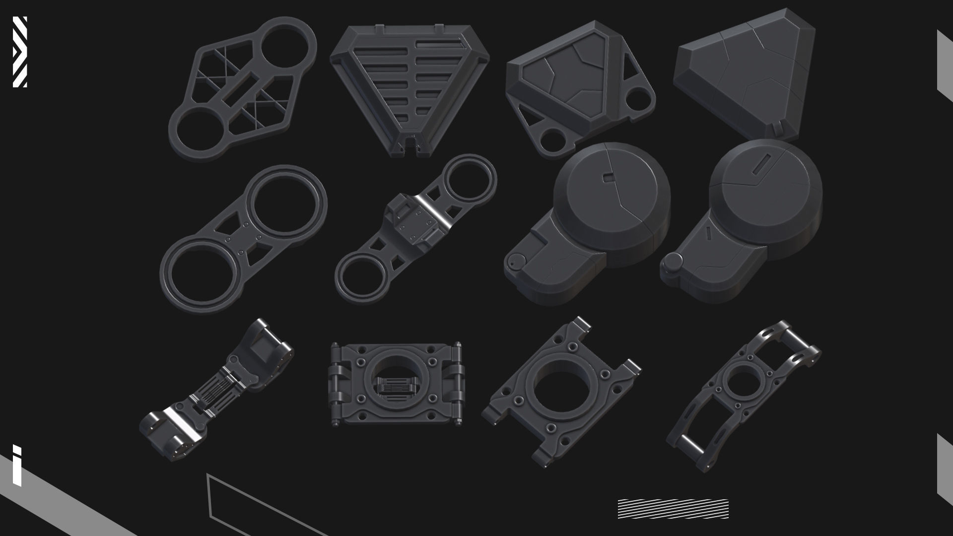 200 Hard Surface Detail Kitbash 3D model_10