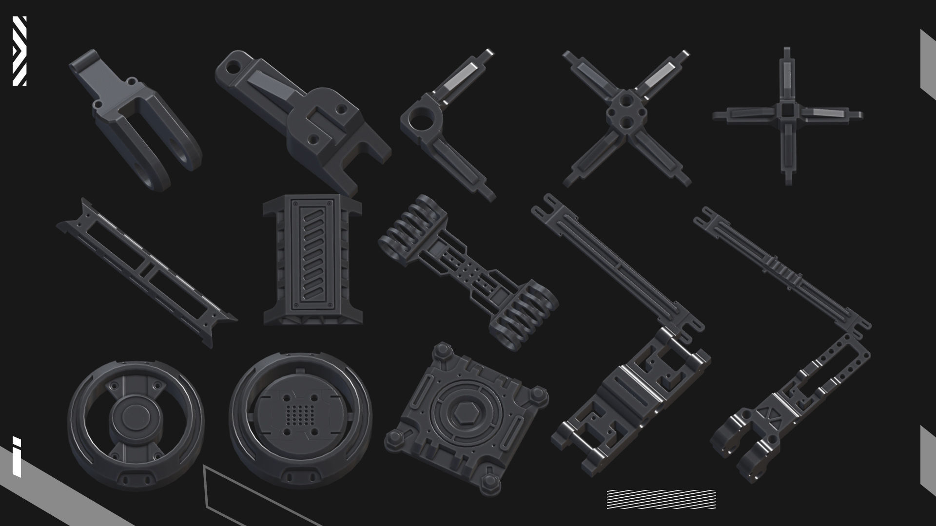 200 Hard Surface Detail Kitbash 3D model_12