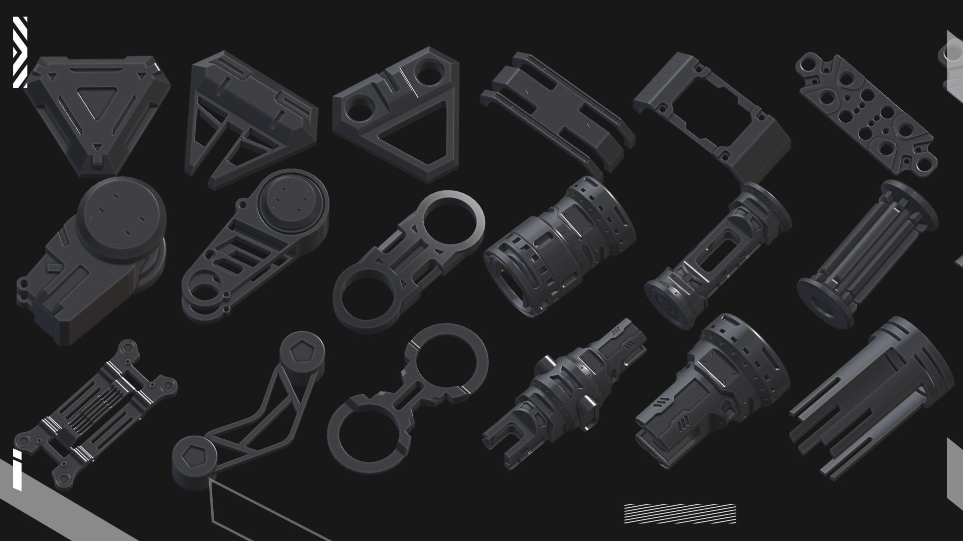 200 Hard Surface Detail Kitbash 3D model_9