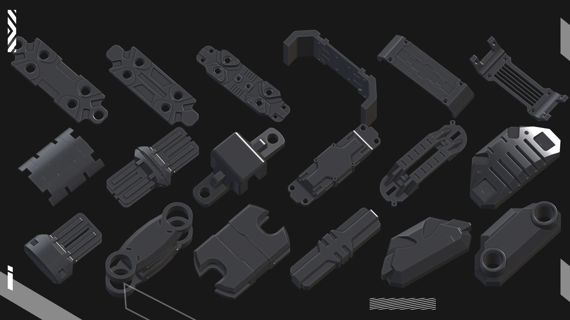 200 Hard Surface Detail Kitbash 3D model_8