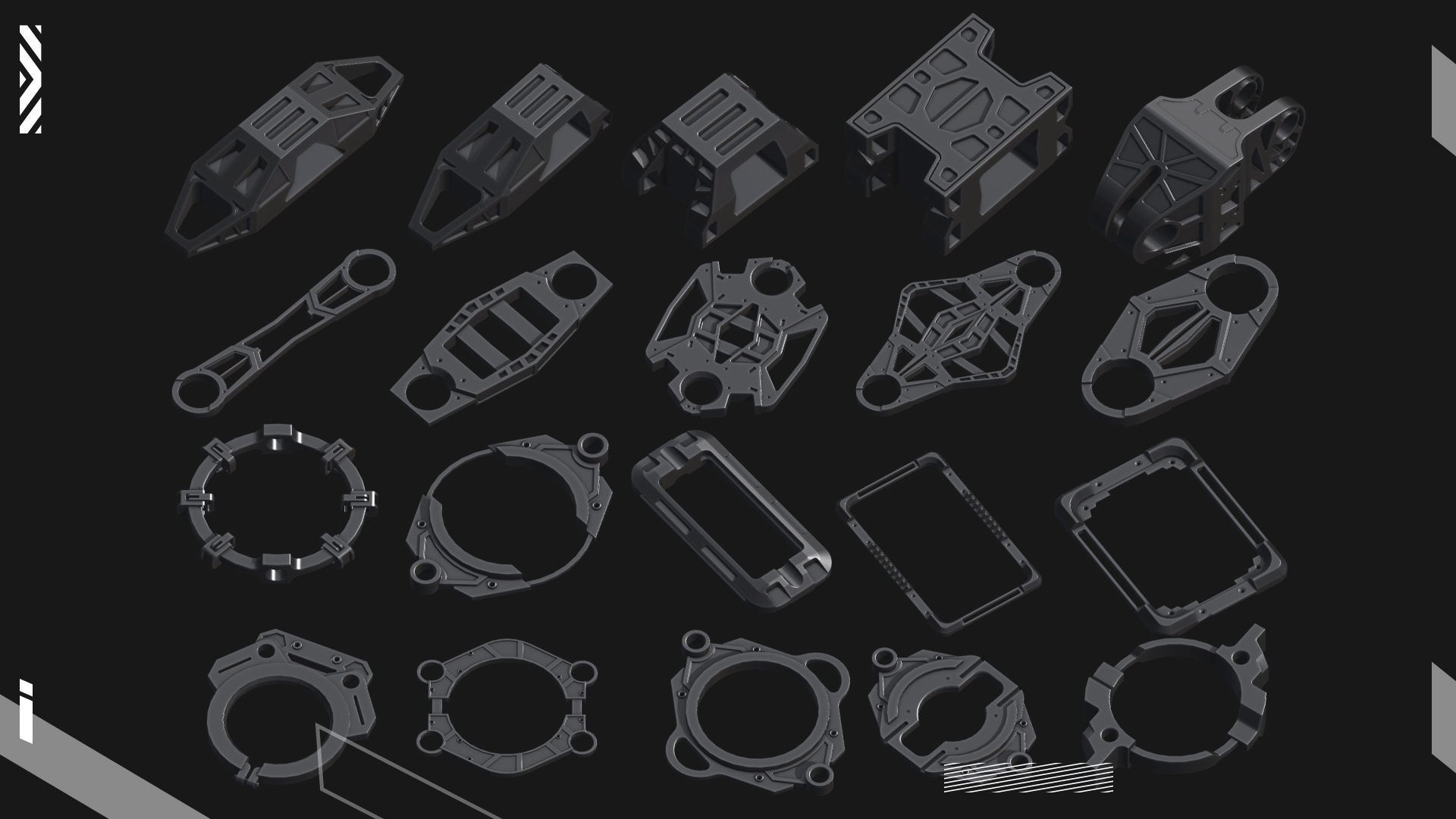 200 Hard Surface Detail Kitbash 3D model_3