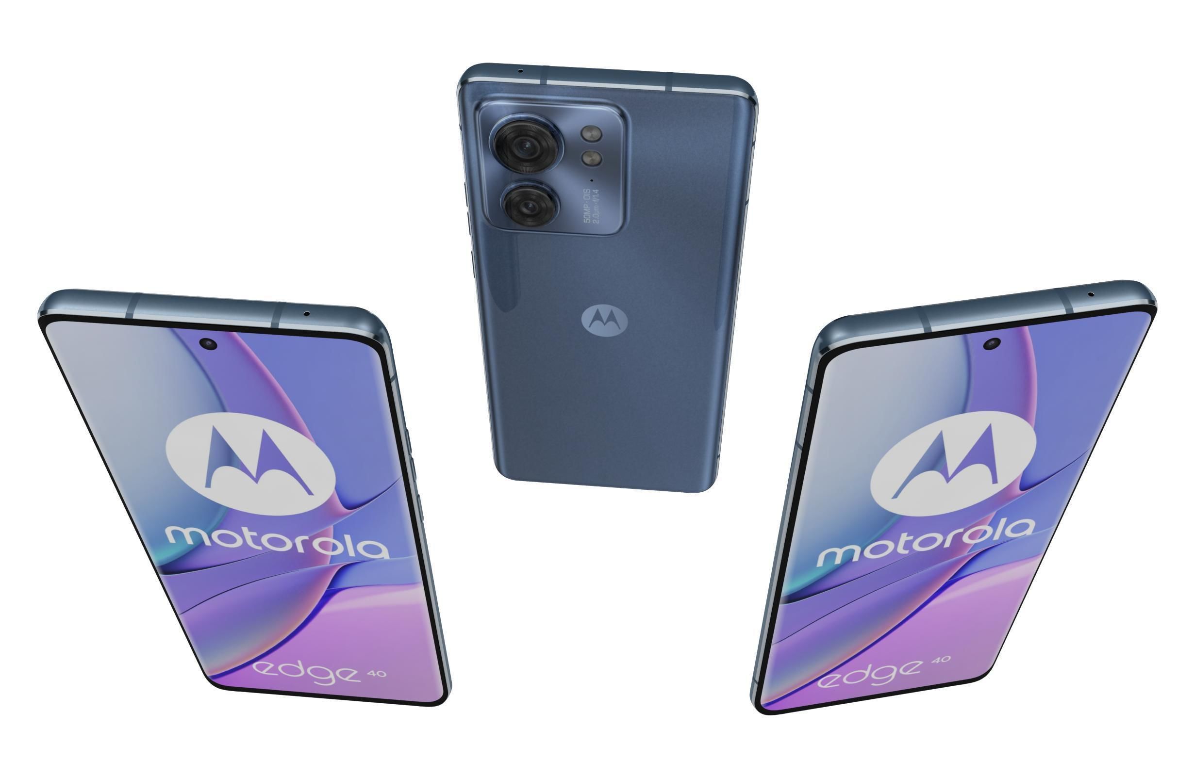 Motorola Edge 40 Blue Low-poly 3D model_1