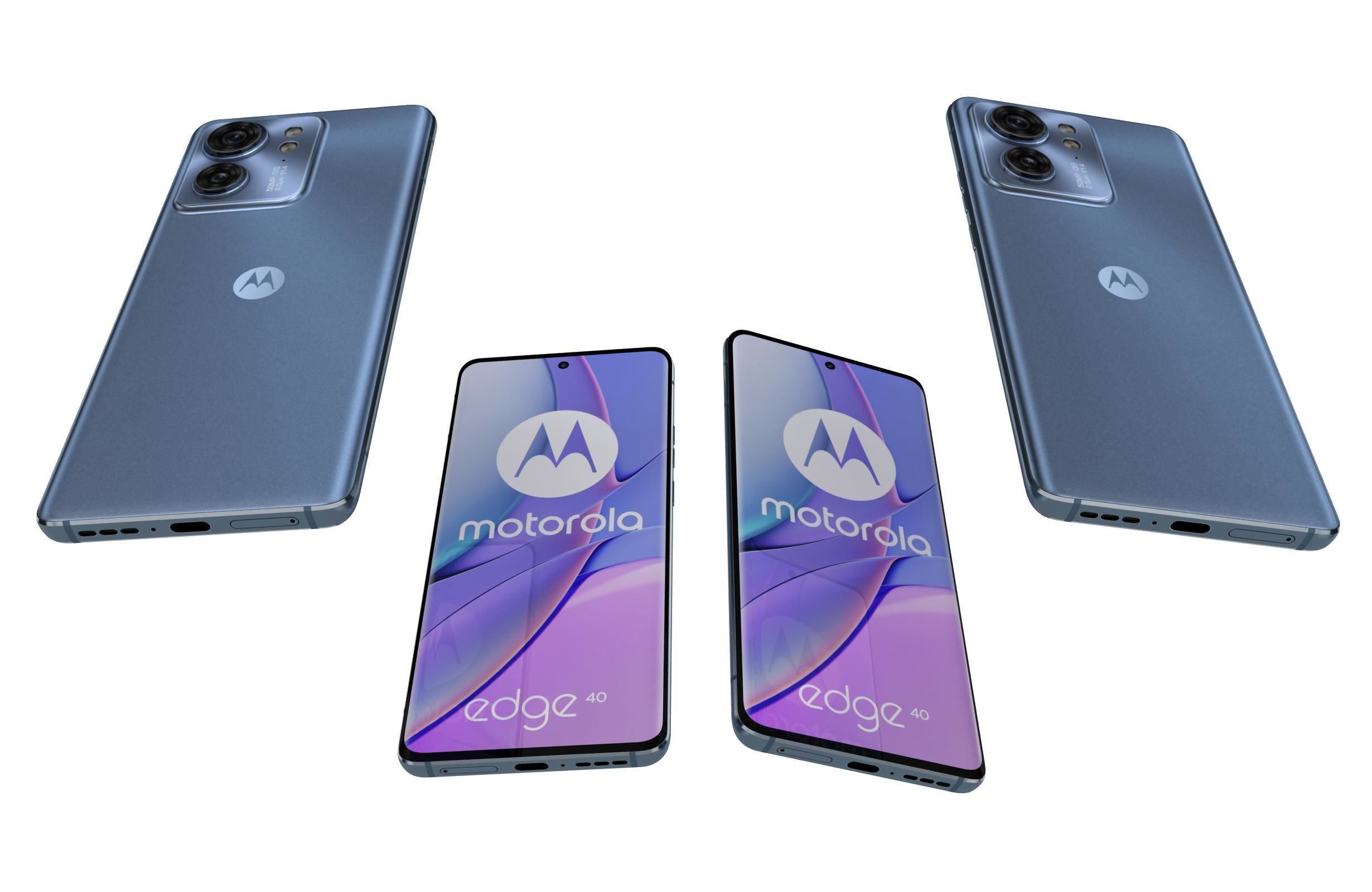 Motorola Edge 40 Blue Low-poly 3D model_5