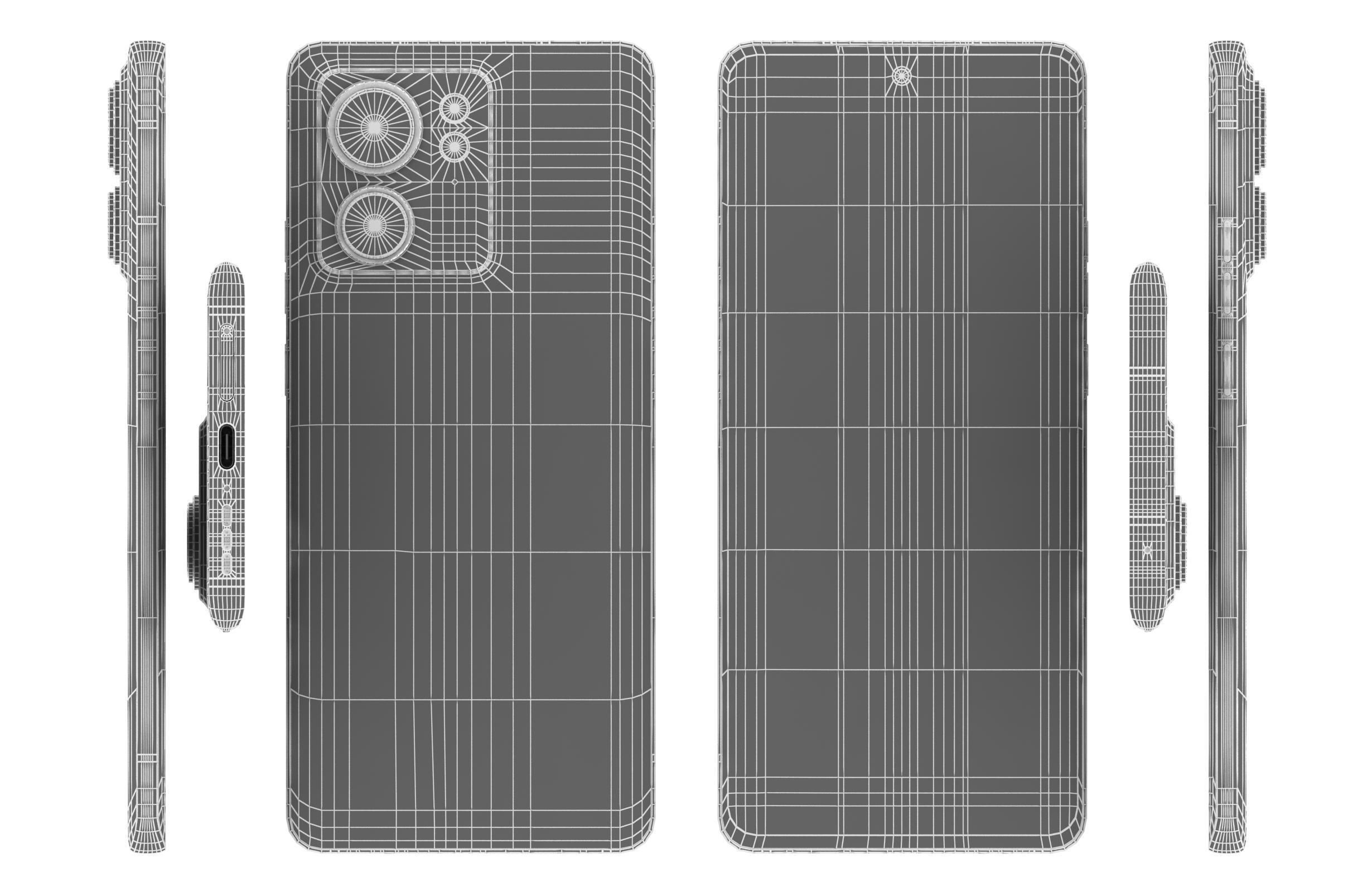 Motorola Edge 40 Blue Low-poly 3D model_16