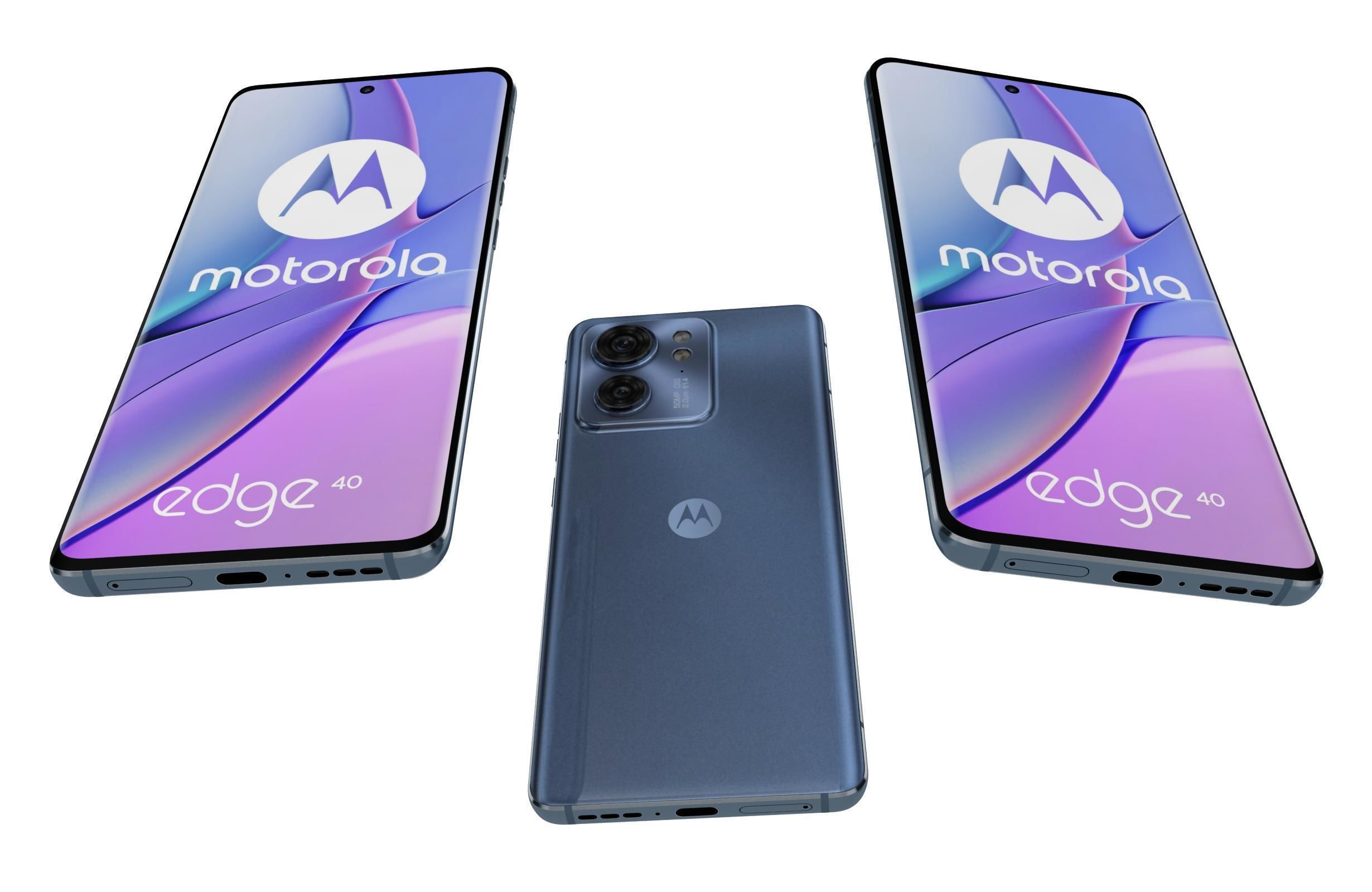 Motorola Edge 40 Blue Low-poly 3D model_2