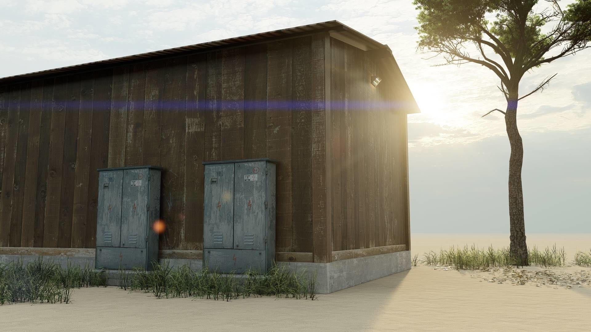 Large Barrack Low-poly 3D model_5