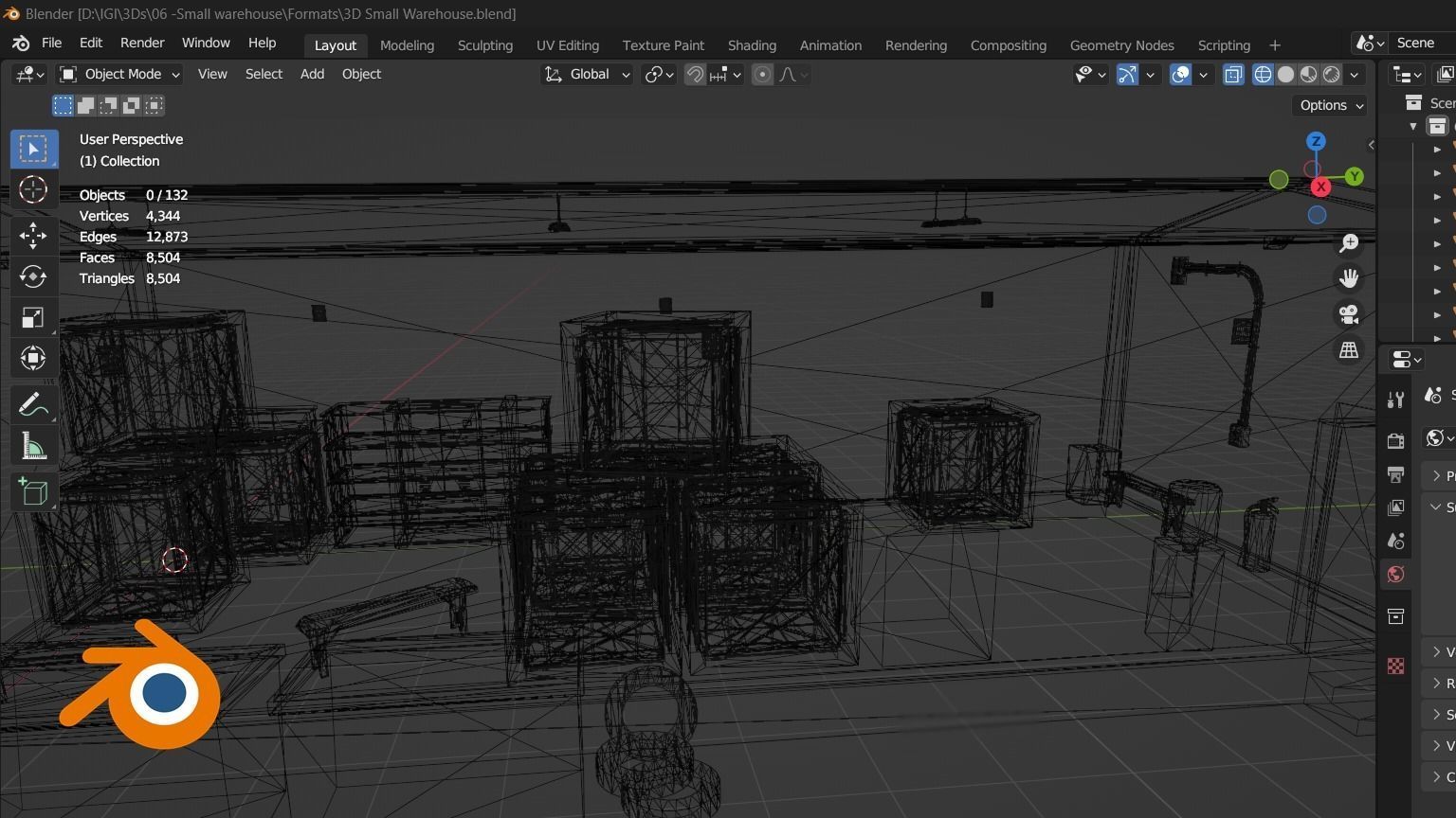 Large Barrack Low-poly 3D model_6