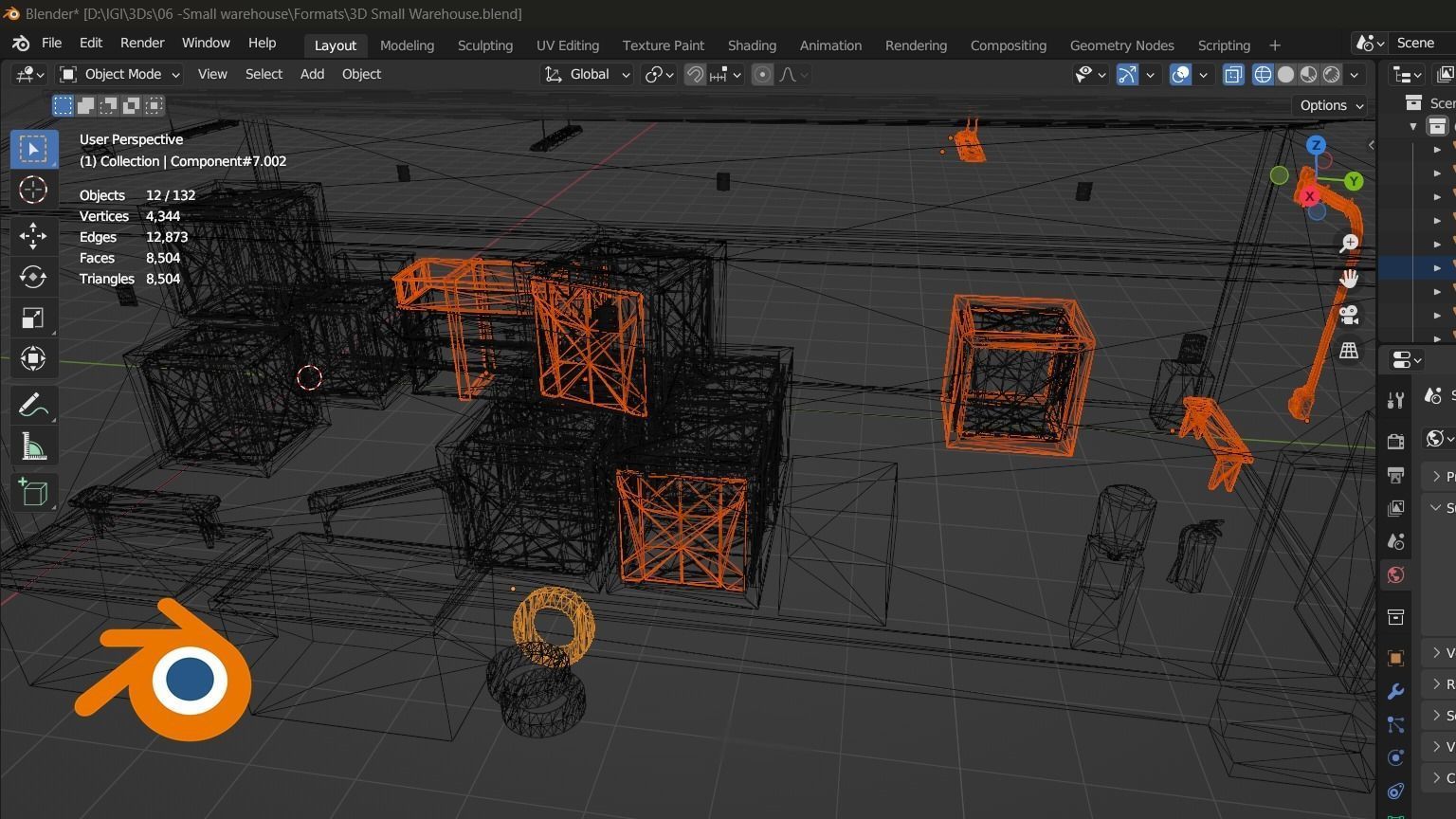 Large Barrack Low-poly 3D model_2