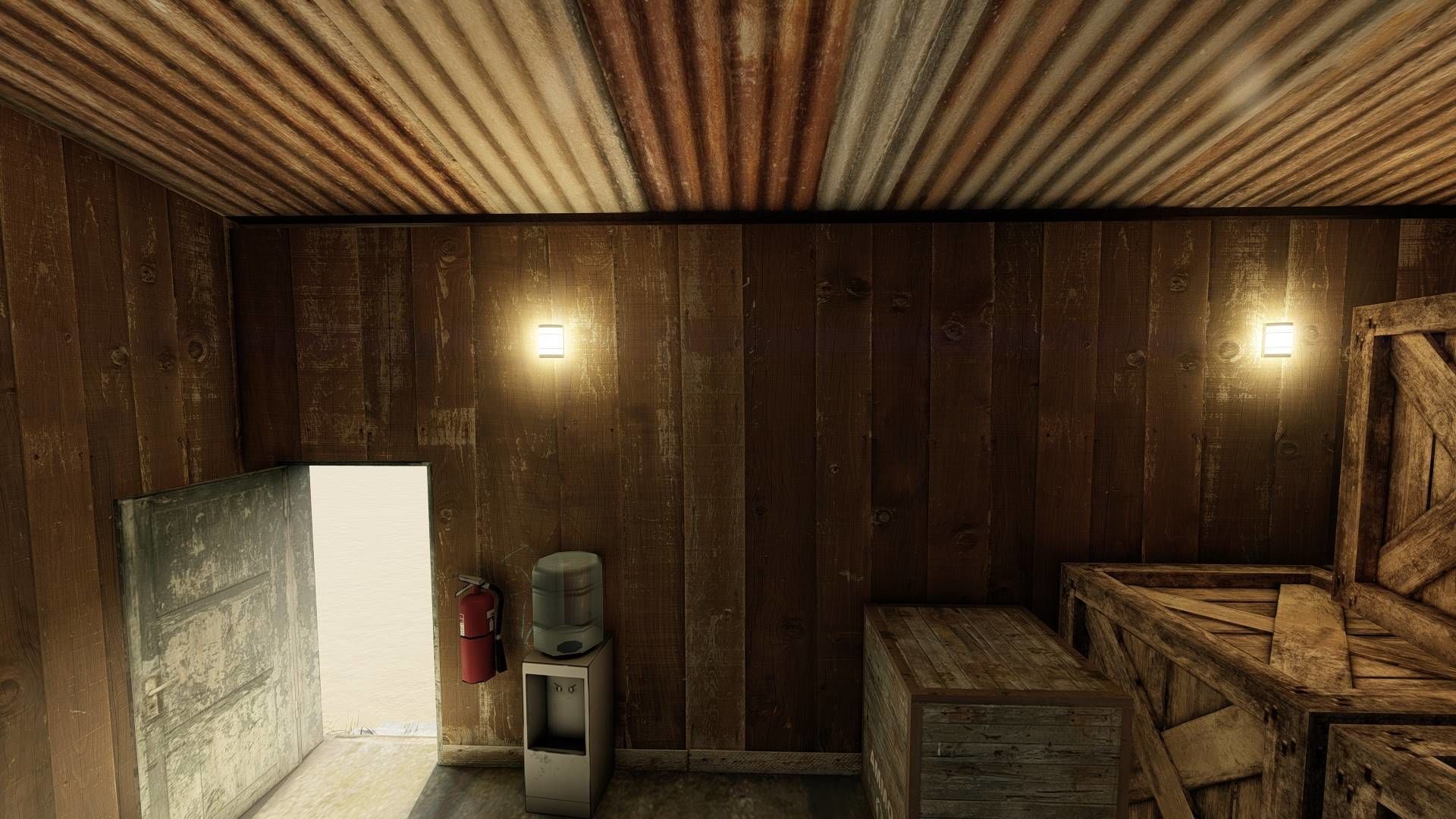 Large Barrack Low-poly 3D model_10