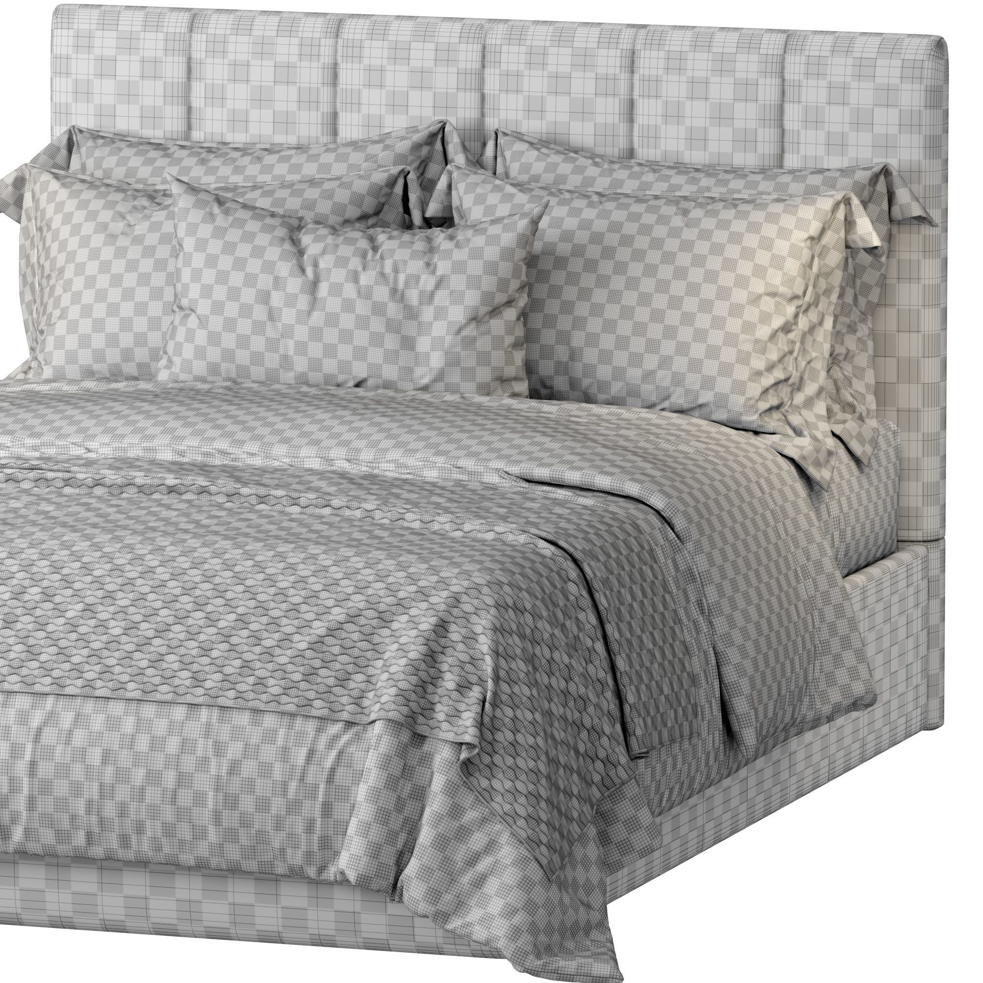 Kennedy Low Bed Headboard 3D model_4