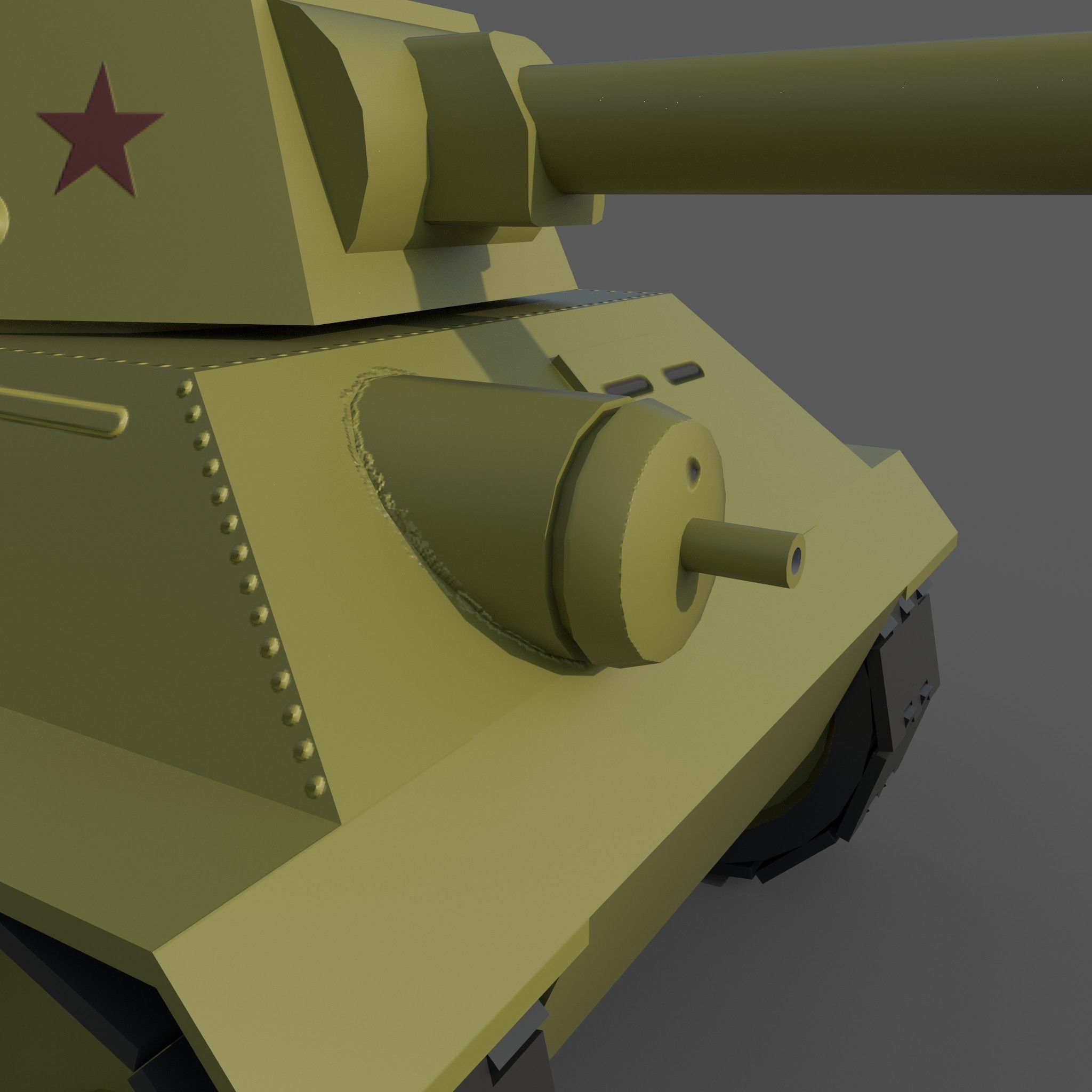 Cartoon T-34 Low-poly 3D model_11
