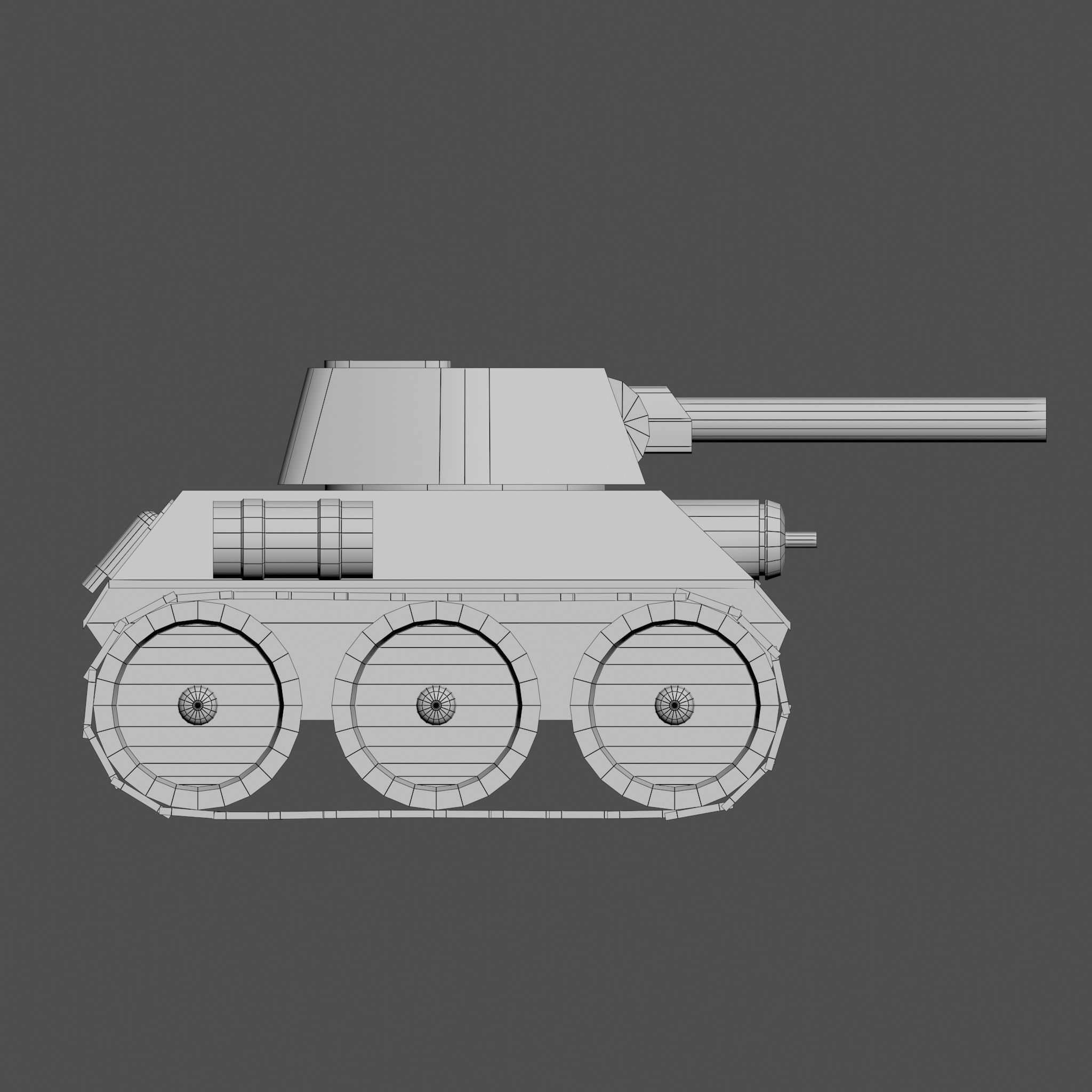 Cartoon T-34 Low-poly 3D model_13