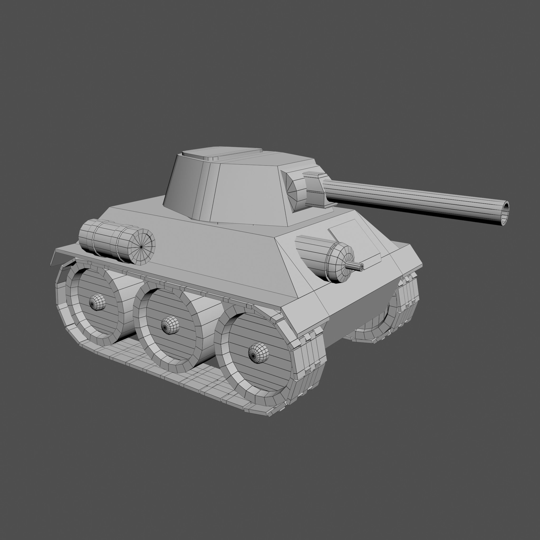 Cartoon T-34 Low-poly 3D model_12