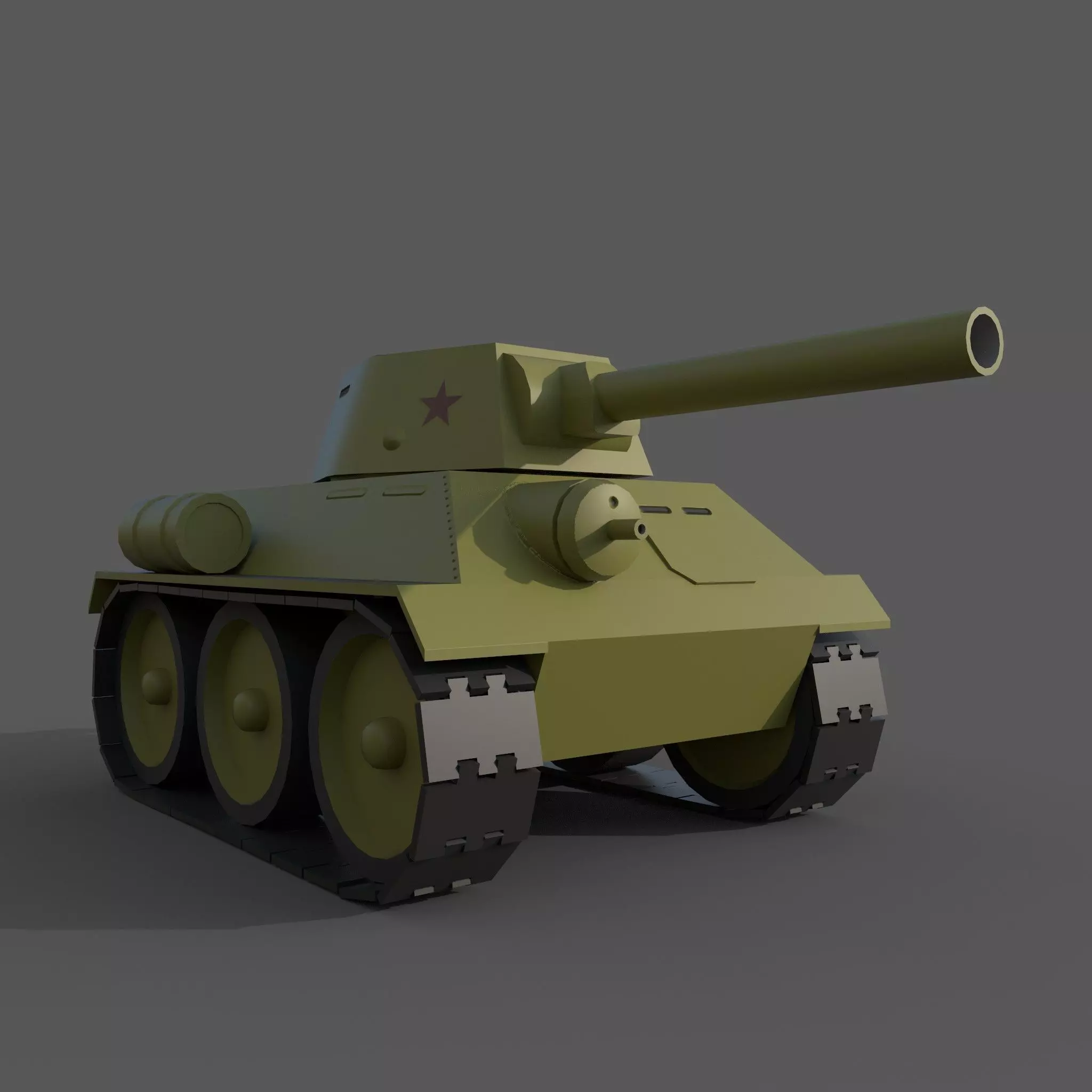 Cartoon T-34 Low-poly 3D model_0