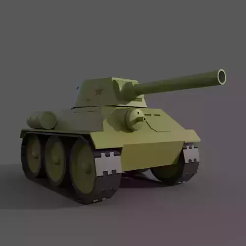 Cartoon T-34 Low-poly 3D model
