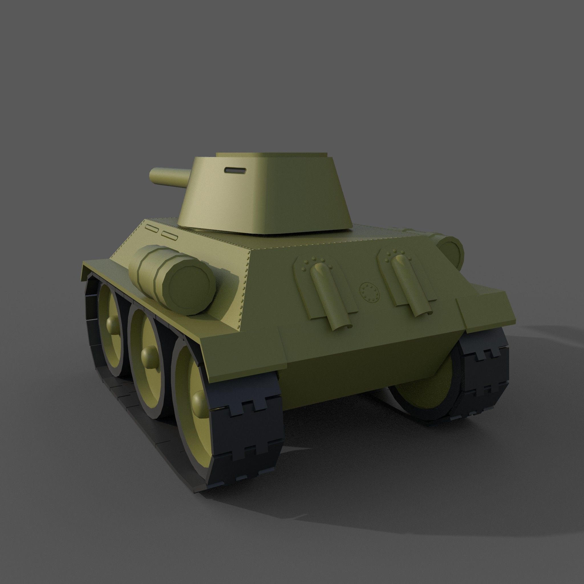 Cartoon T-34 Low-poly 3D model_7