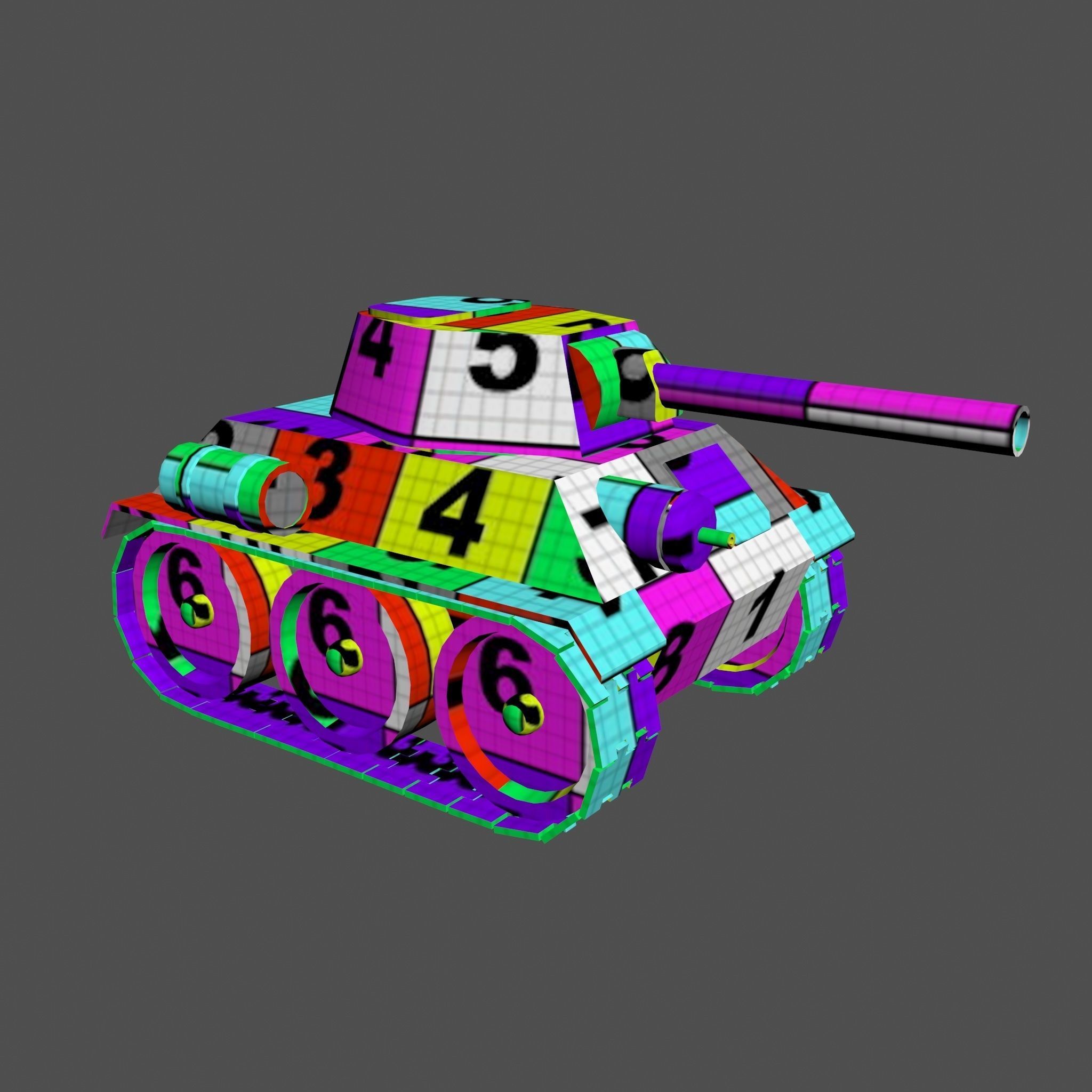 Cartoon T-34 Low-poly 3D model_16