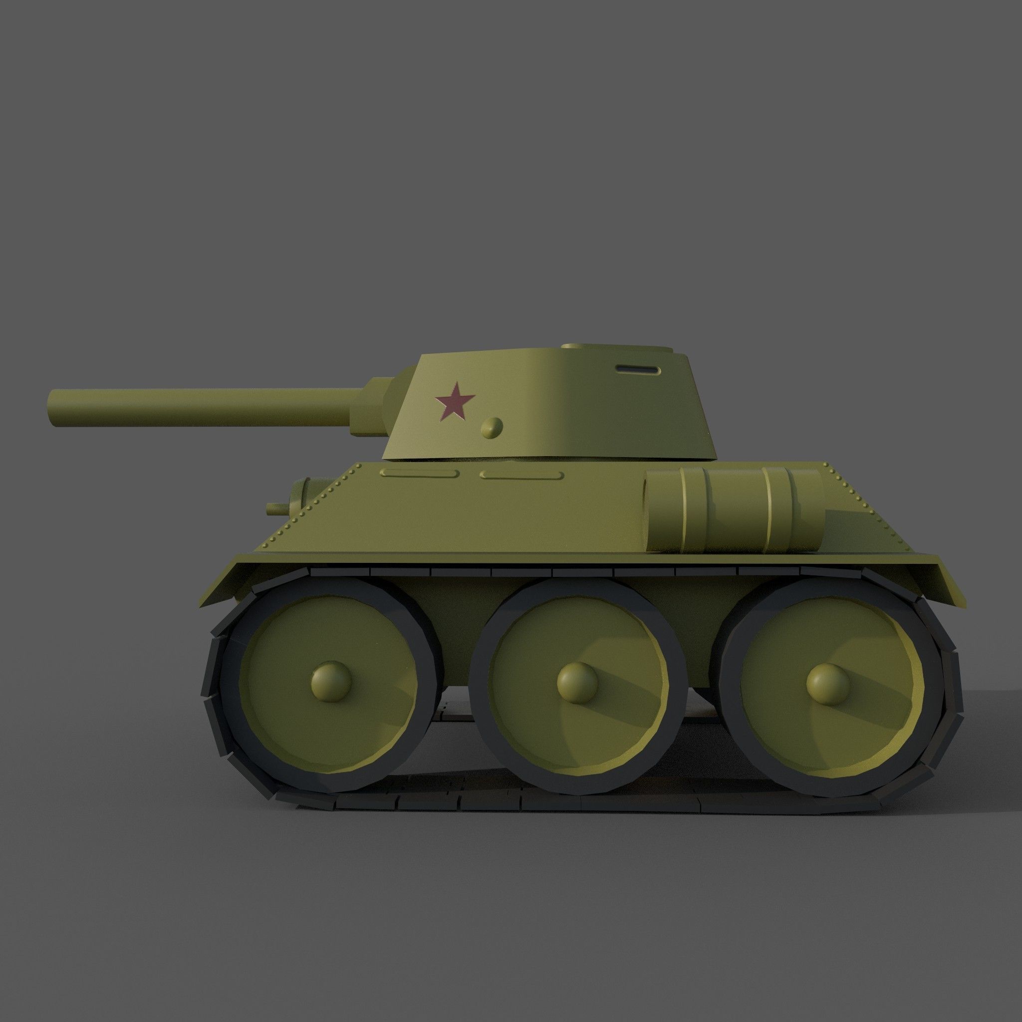Cartoon T-34 Low-poly 3D model_6