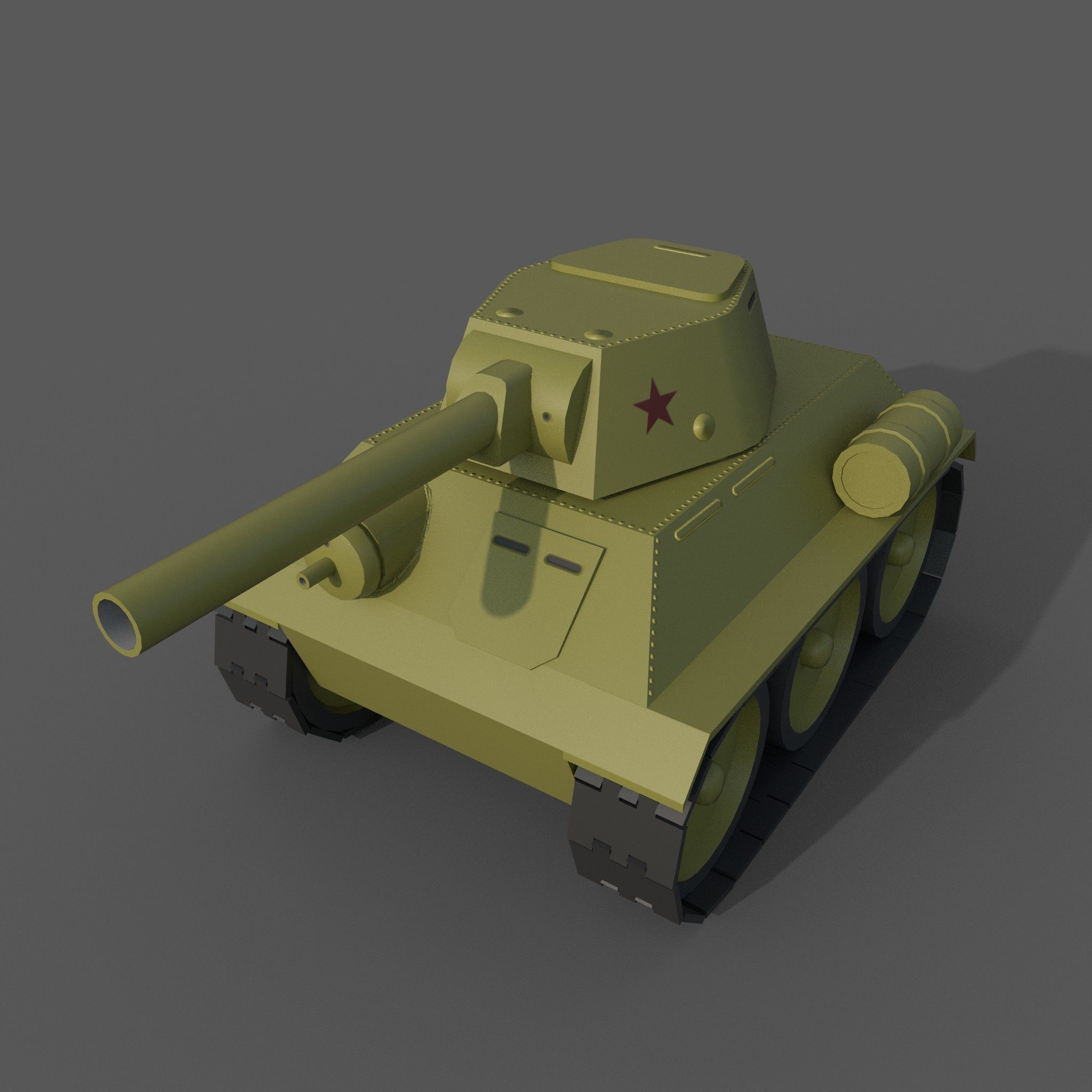 Cartoon T-34 Low-poly 3D model_5