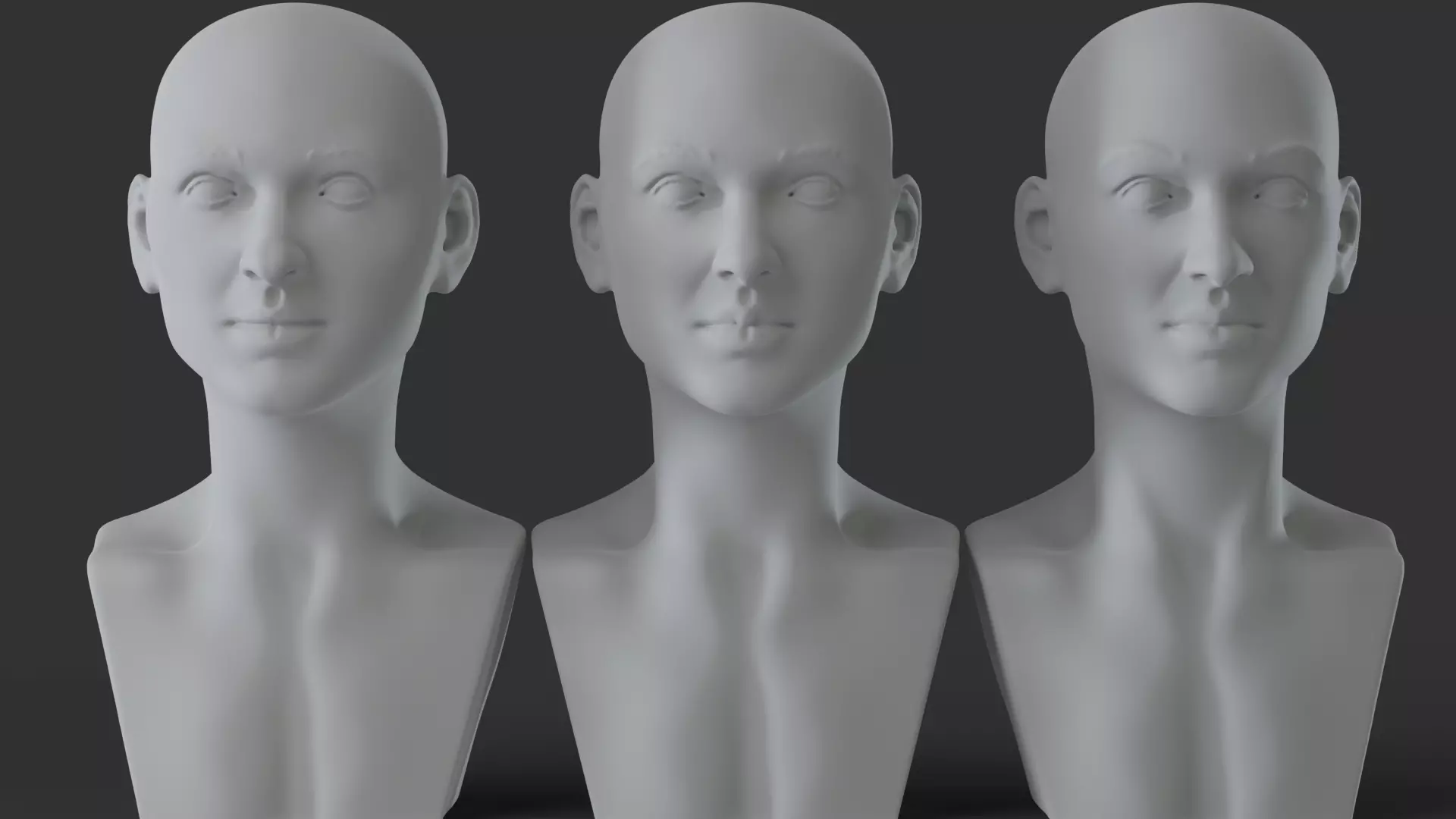 Female Head 3D model_0