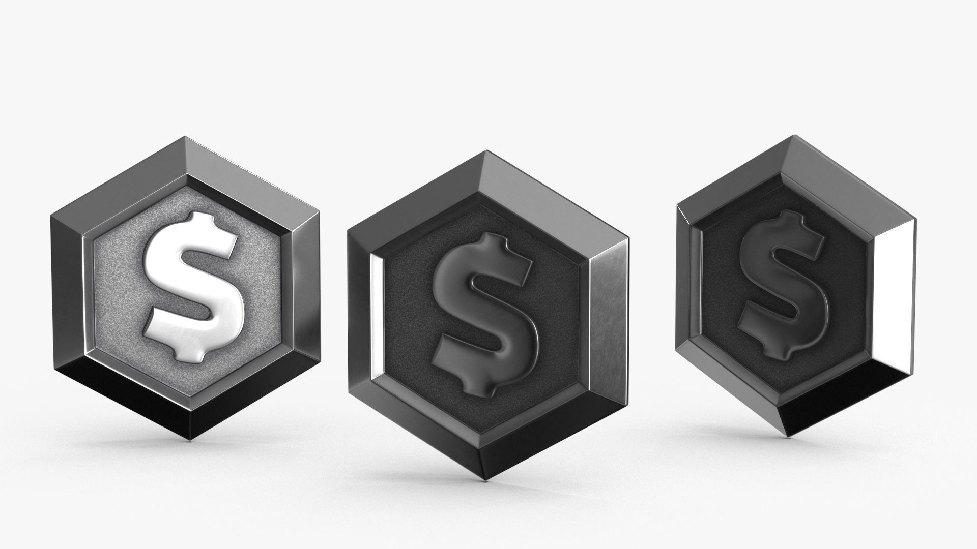 Game Coin Icon Symbol v15 Low-poly 3D model_7