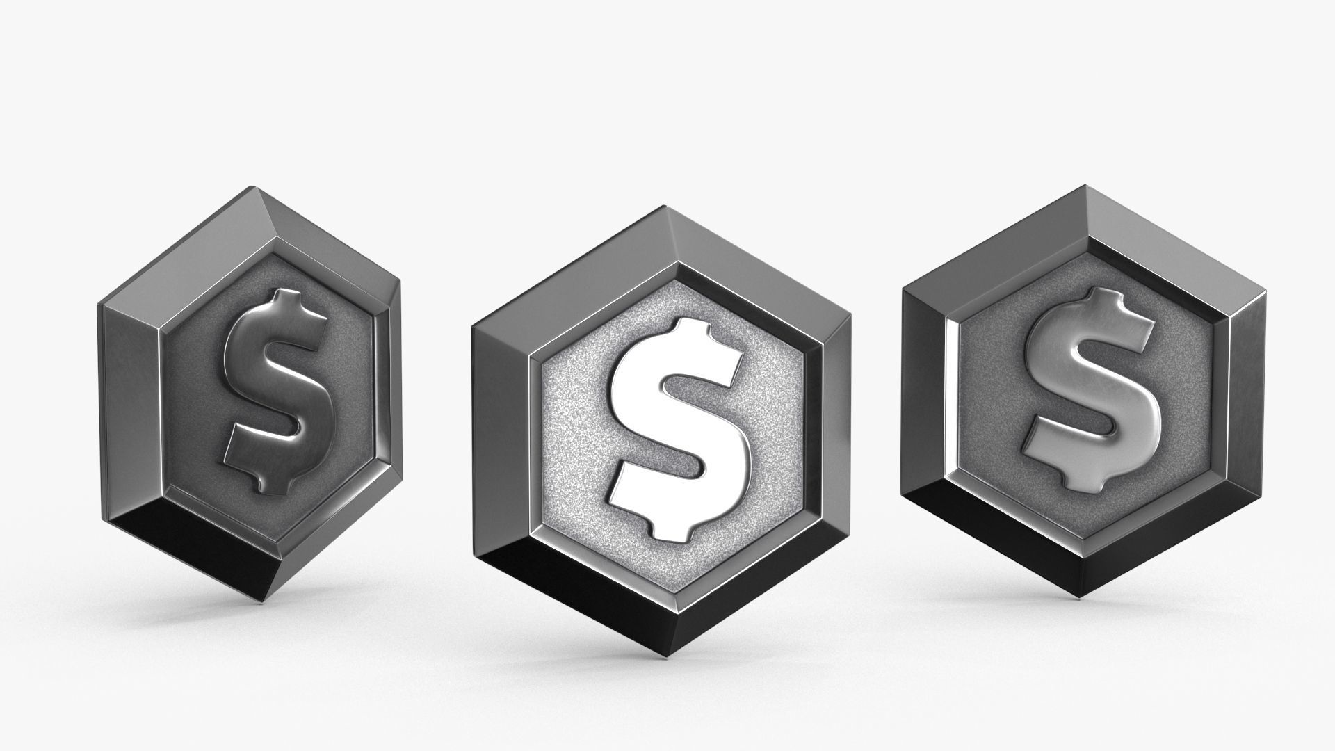 Game Coin Icon Symbol v15 Low-poly 3D model_3