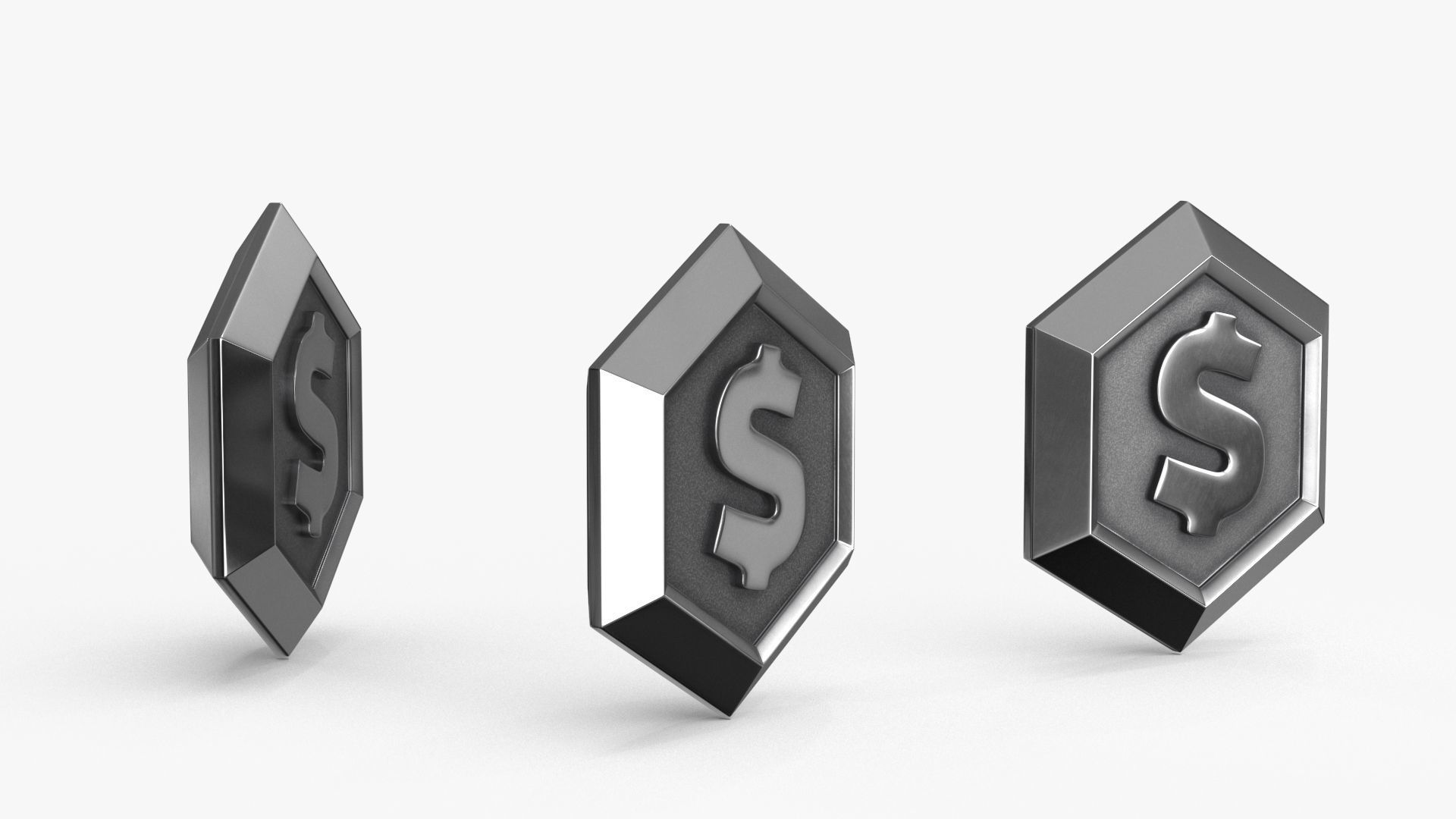 Game Coin Icon Symbol v15 Low-poly 3D model_4
