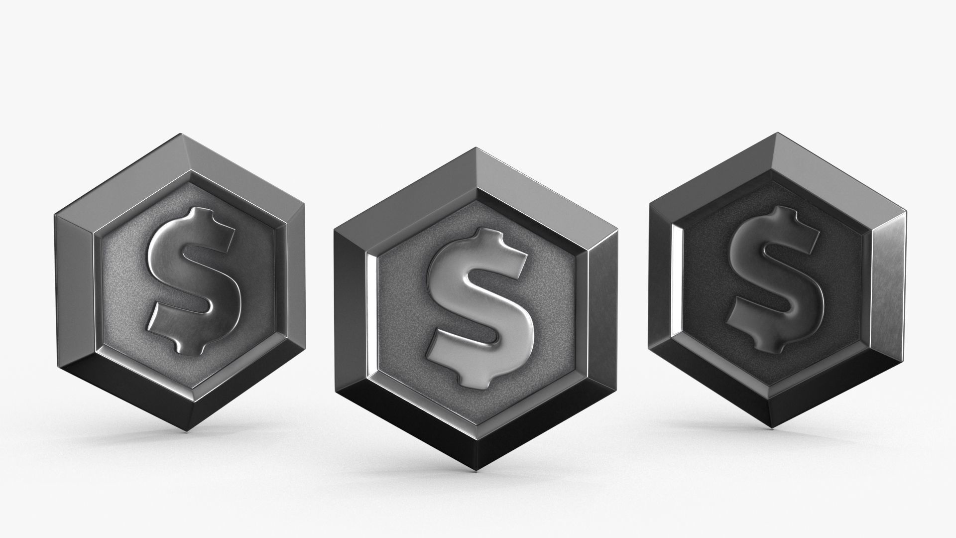 Game Coin Icon Symbol v15 Low-poly 3D model_2