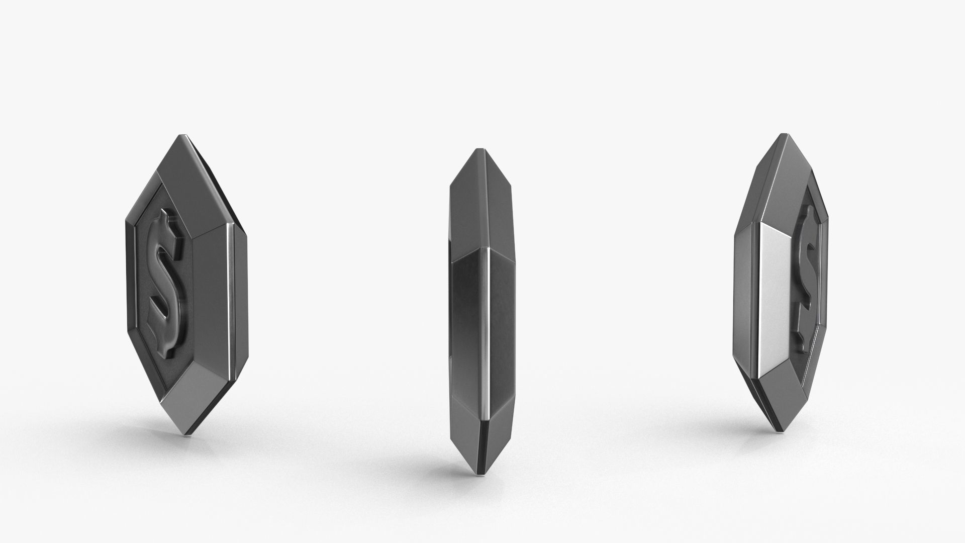 Game Coin Icon Symbol v15 Low-poly 3D model_5