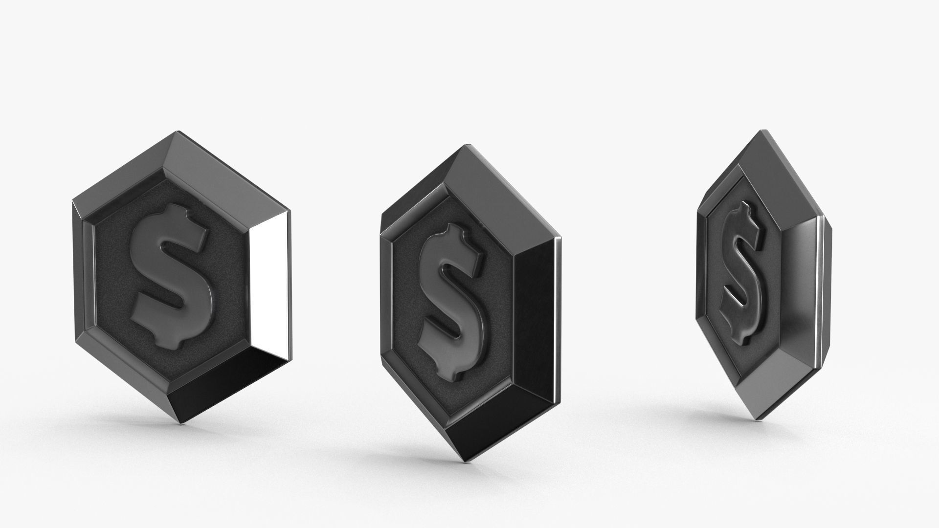 Game Coin Icon Symbol v15 Low-poly 3D model_6