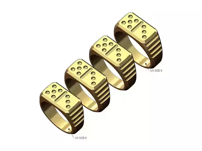 Domino tile rectangular signet ring US sizes 6to9 3D print model