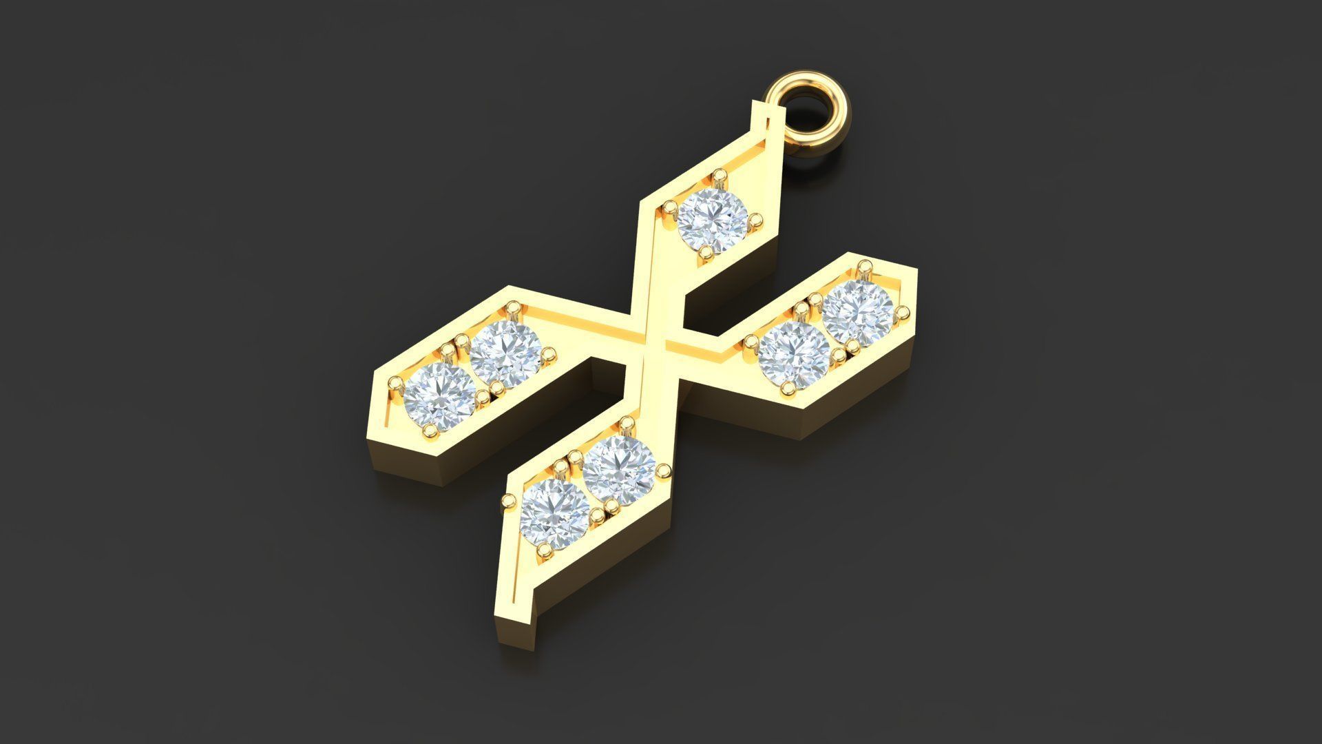  Pendant Letter X 3D print model_4