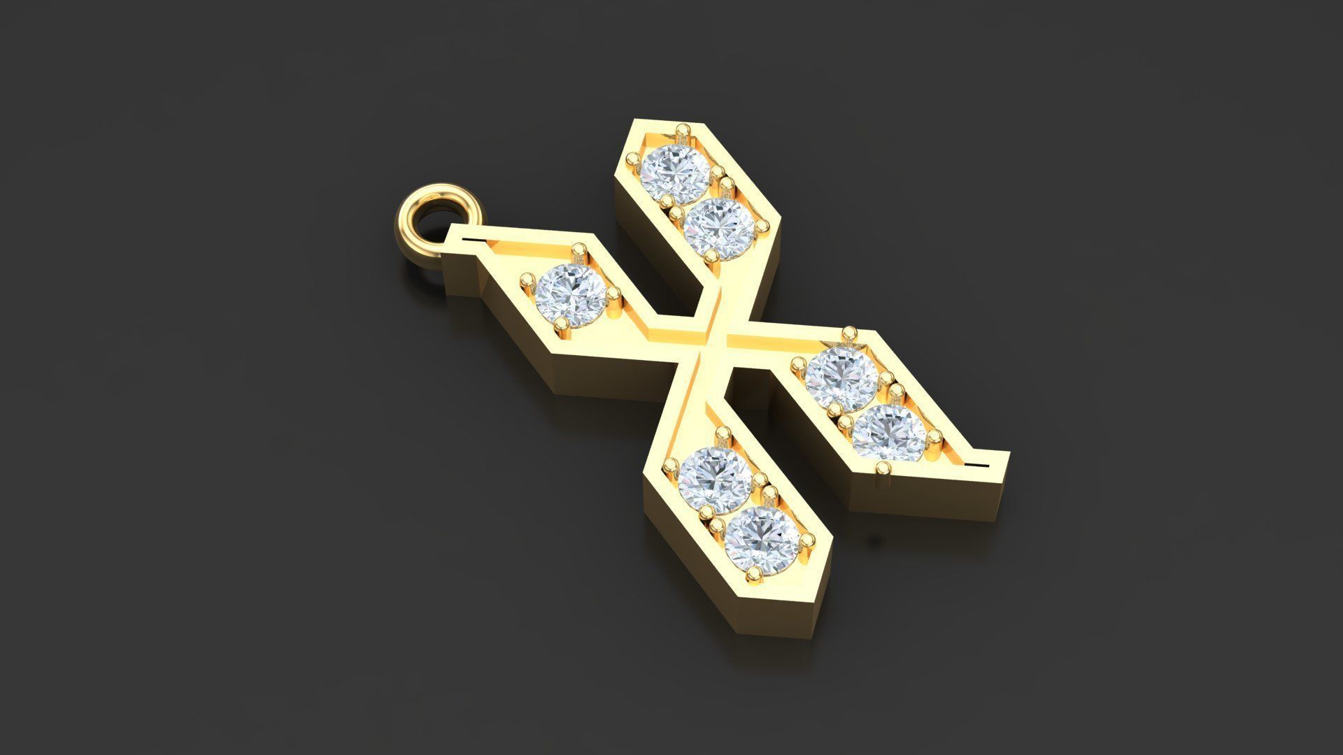  Pendant Letter X 3D print model_1