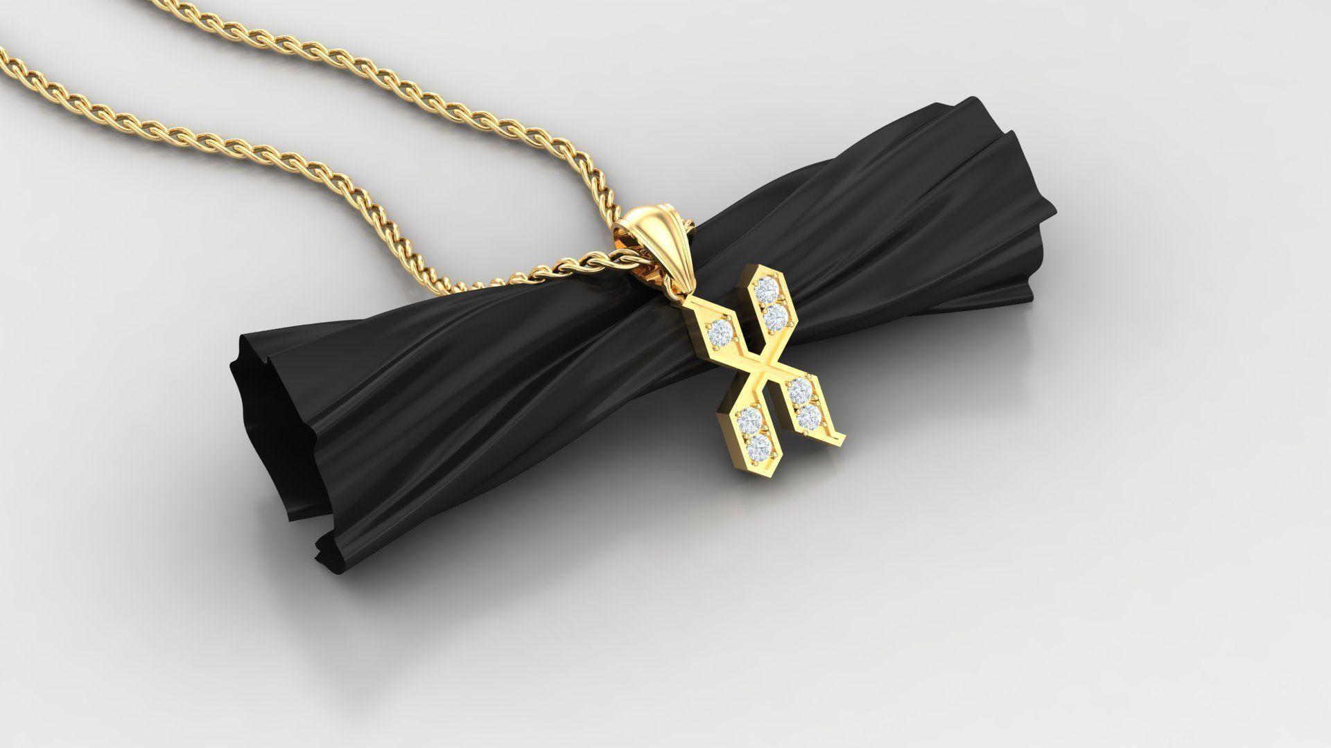  Pendant Letter X 3D print model_6