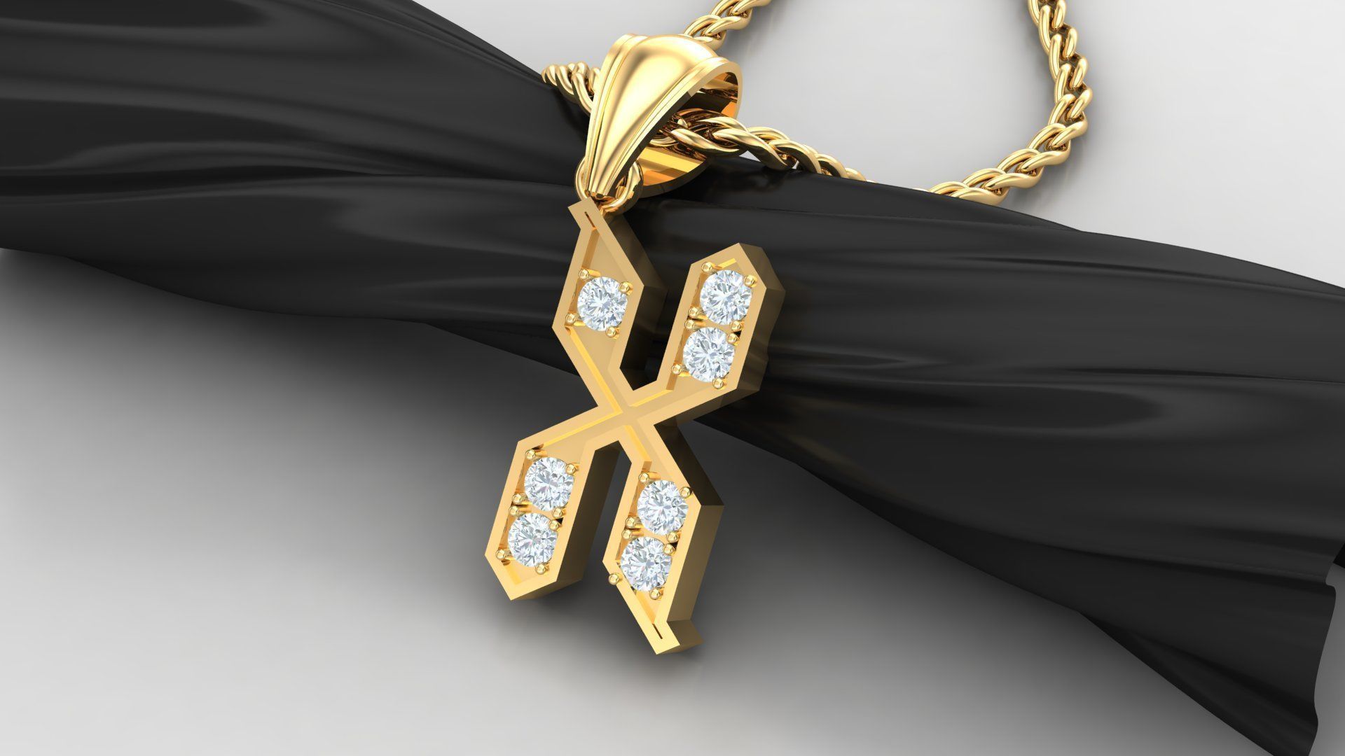  Pendant Letter X 3D print model_8