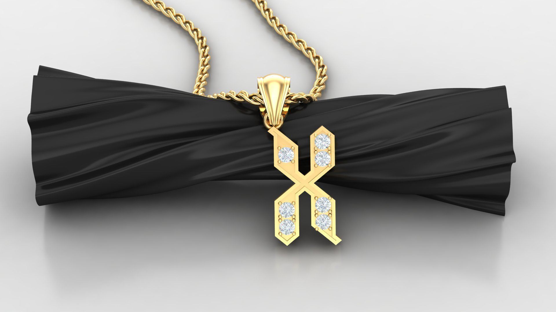  Pendant Letter X 3D print model_7