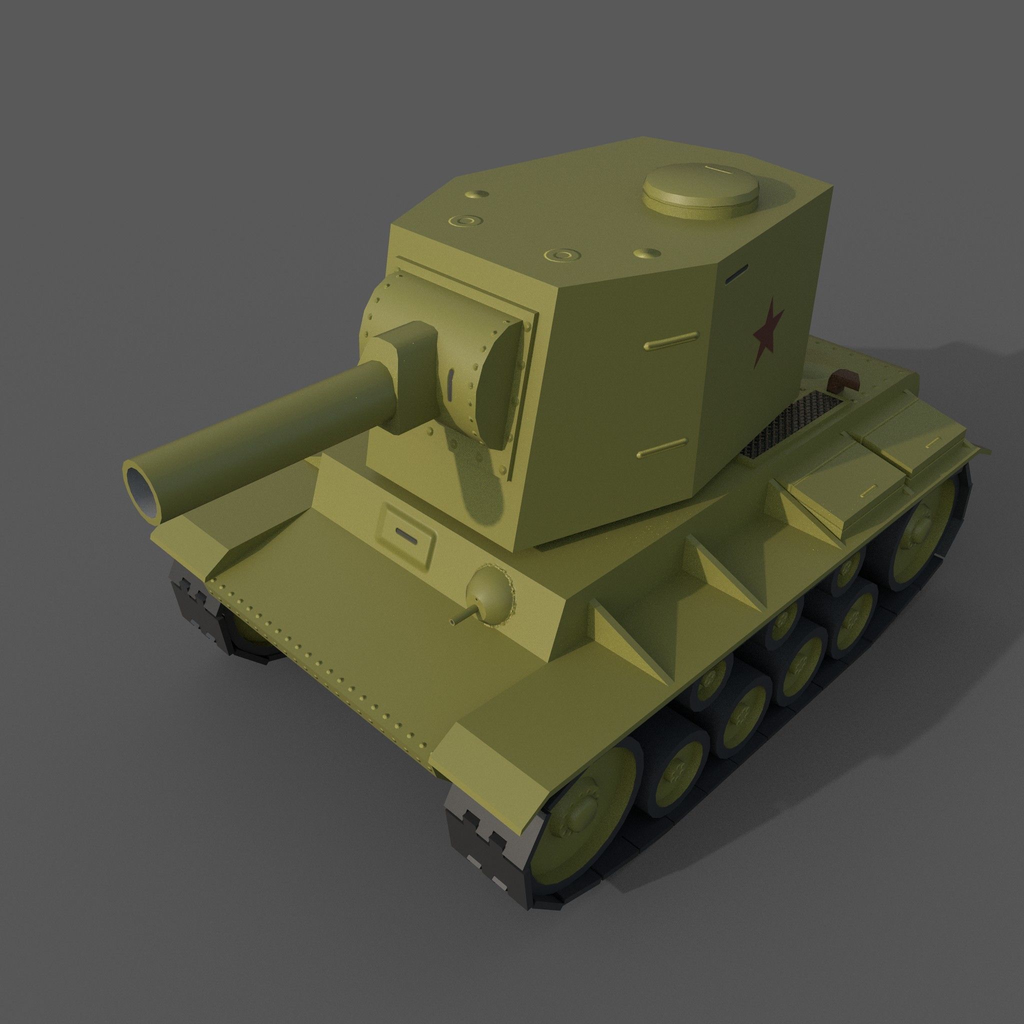 Cartoon KV-2 Low-poly 3D model_5