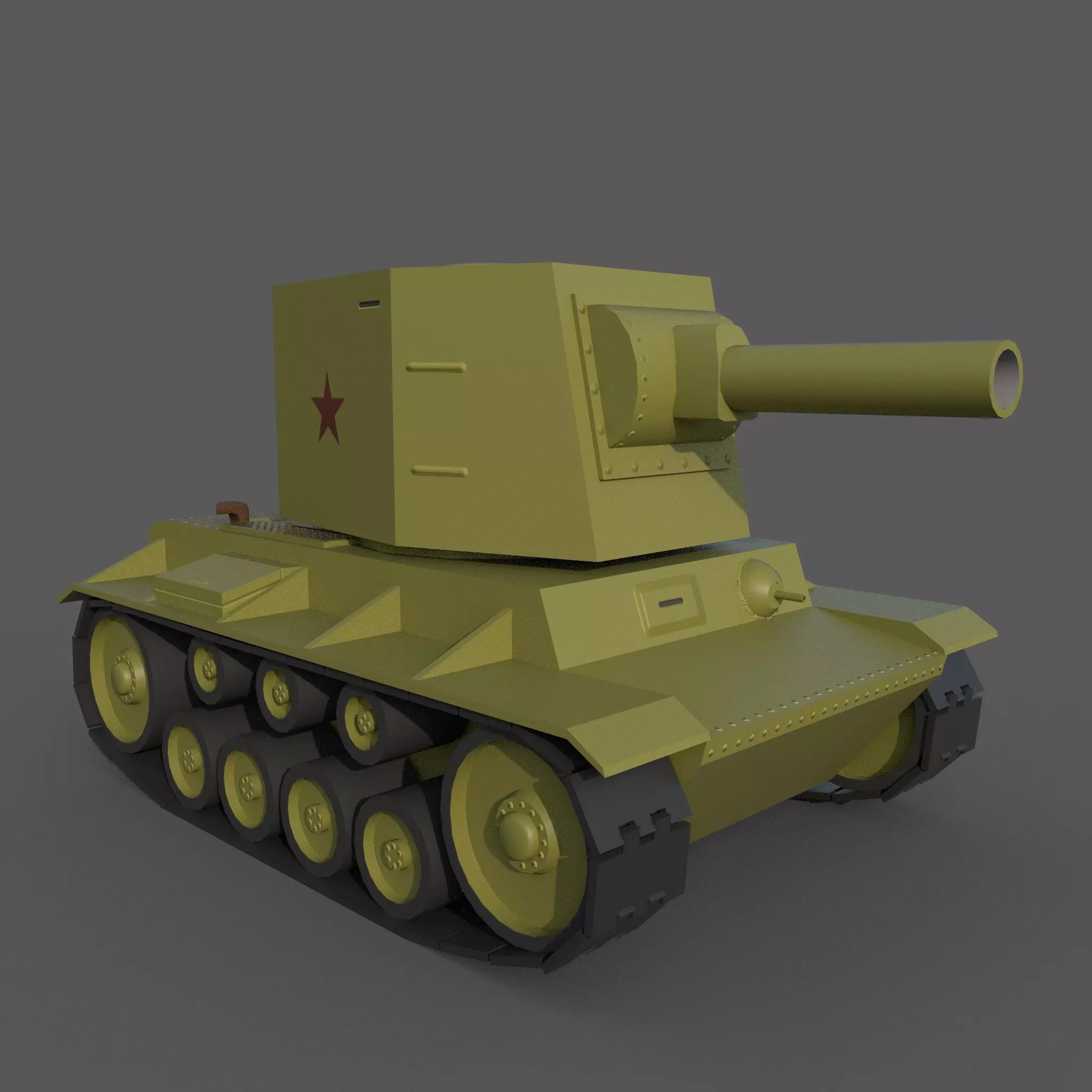 Cartoon KV-2 Low-poly 3D model_0