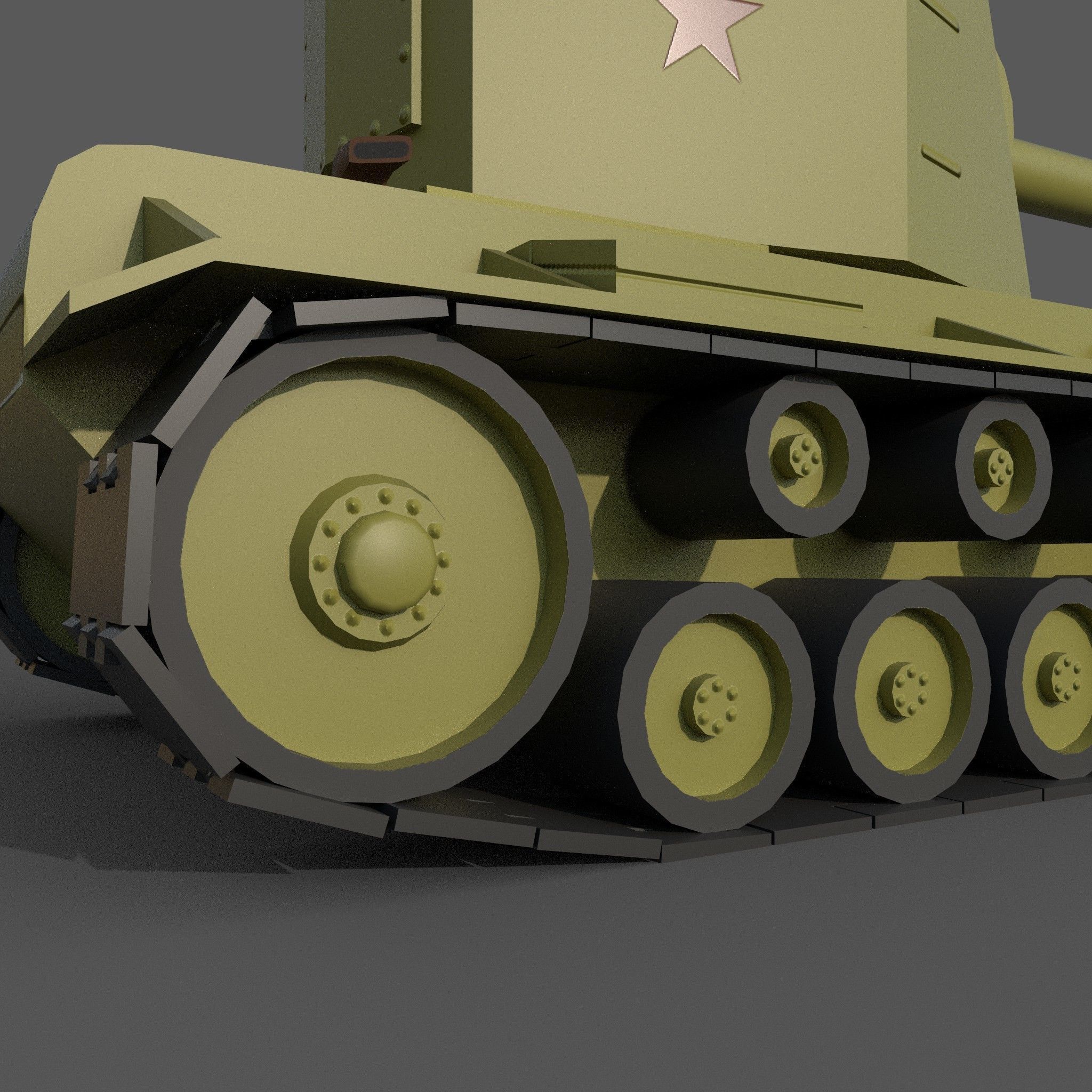 Cartoon KV-2 Low-poly 3D model_11