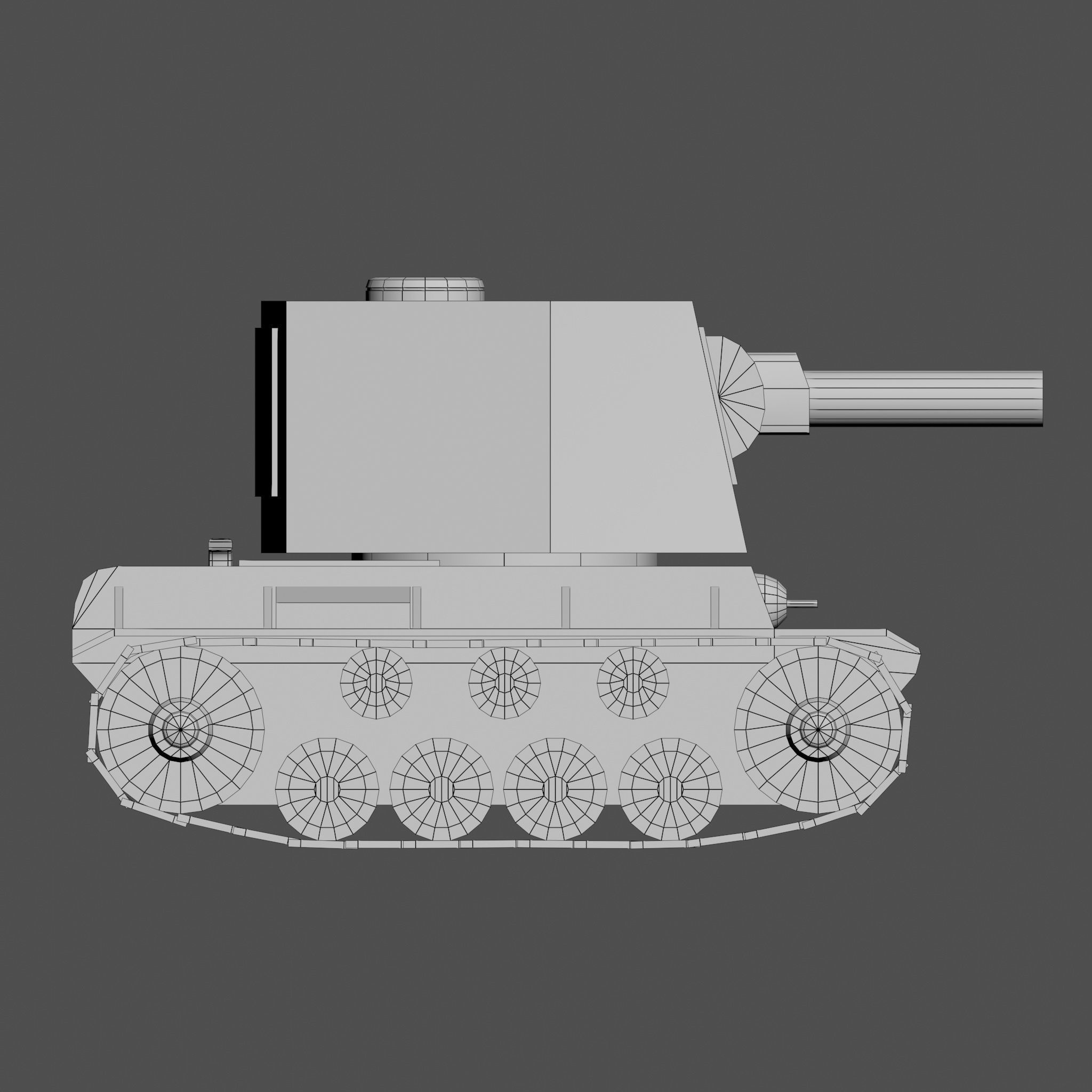 Cartoon KV-2 Low-poly 3D model_14