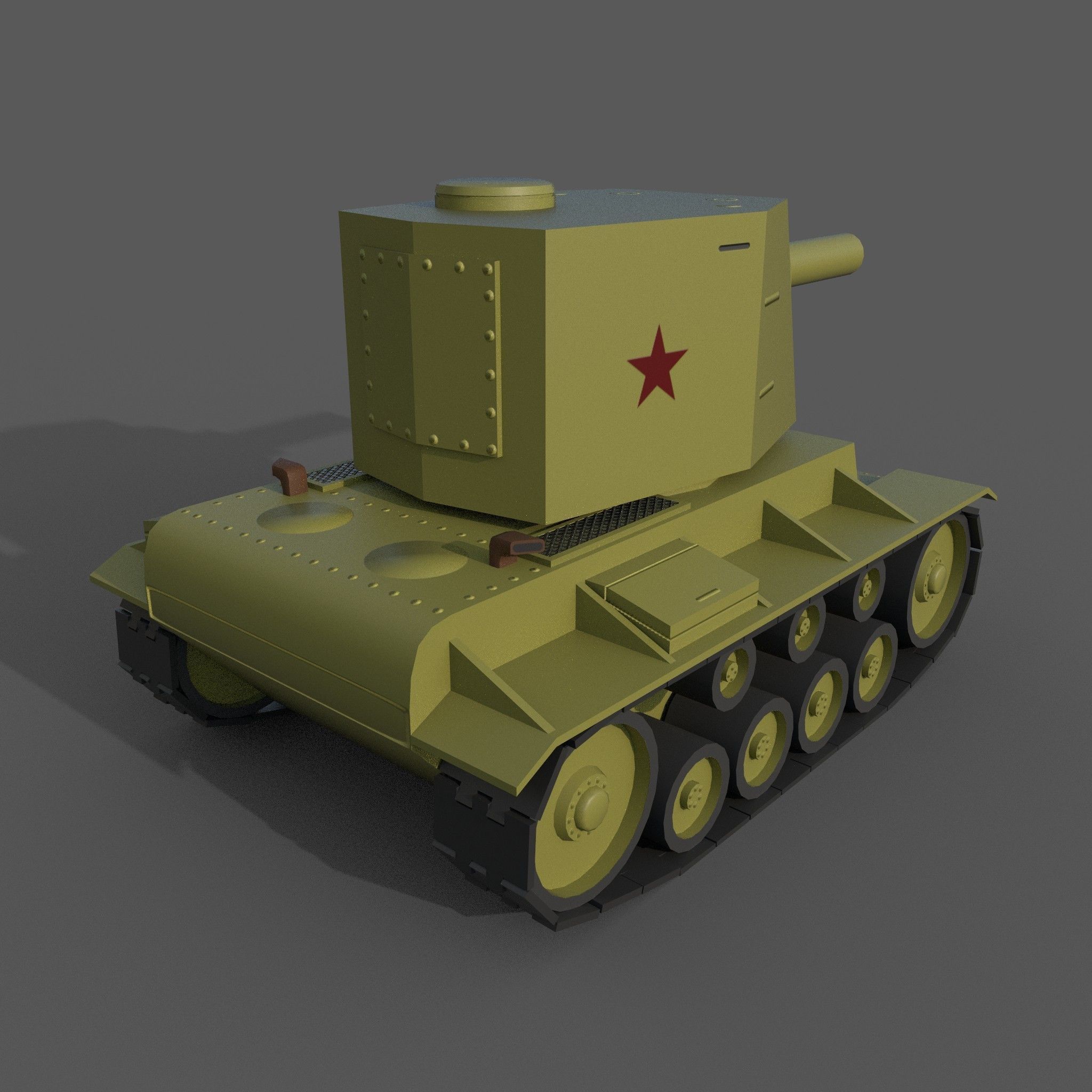 Cartoon KV-2 Low-poly 3D model_8