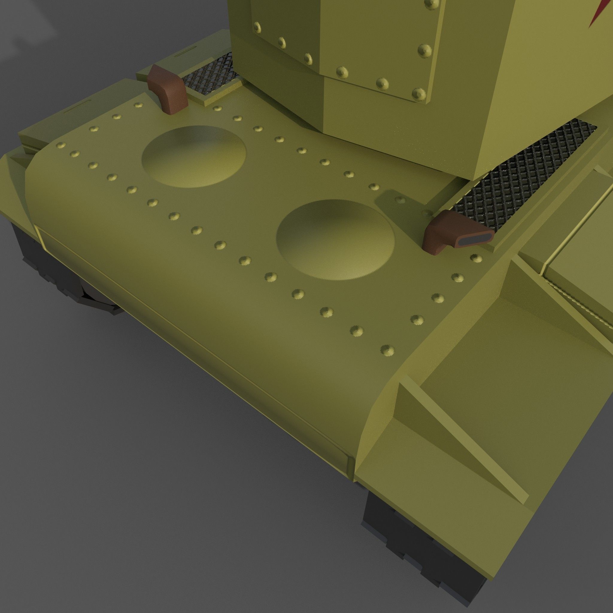 Cartoon KV-2 Low-poly 3D model_12