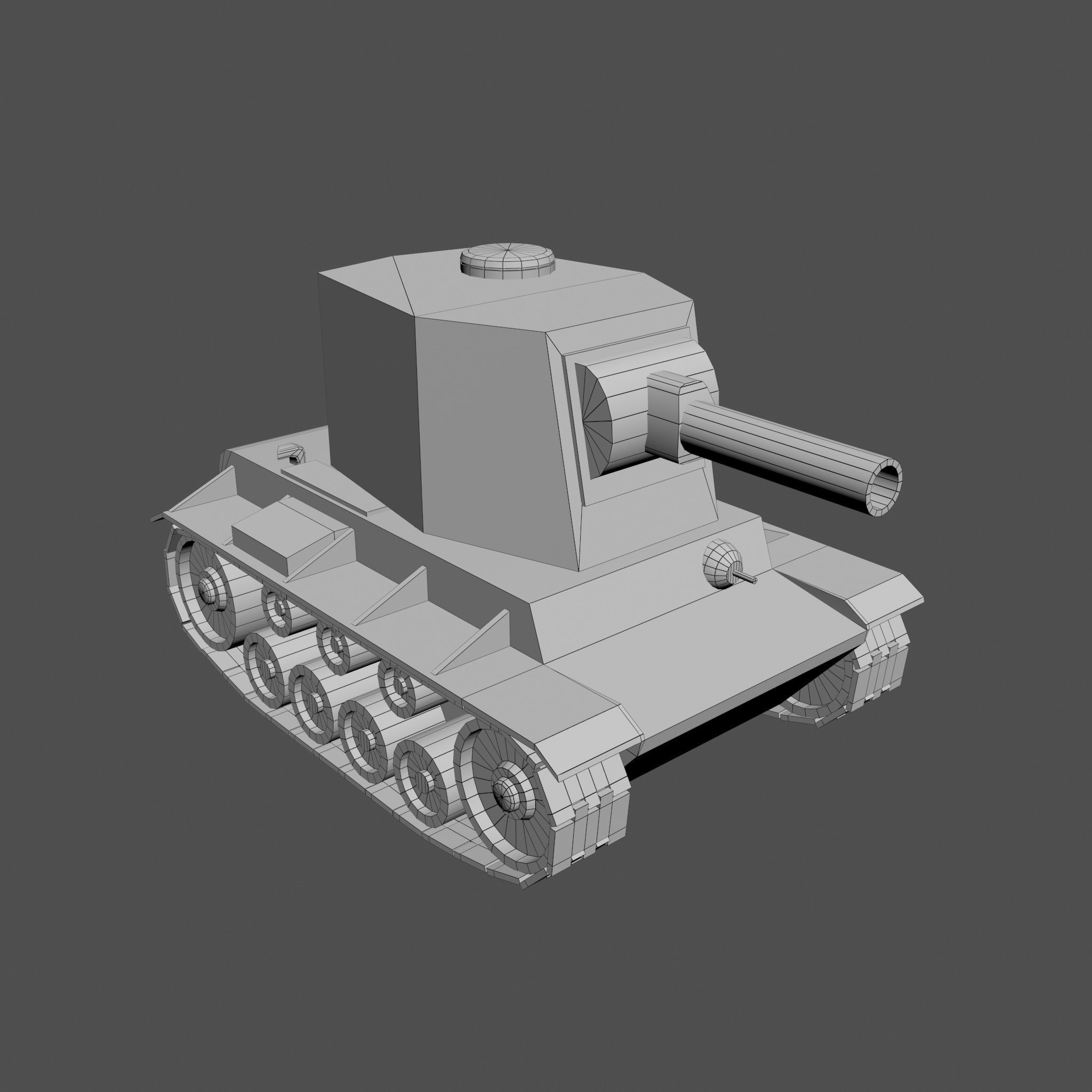 Cartoon KV-2 Low-poly 3D model_13