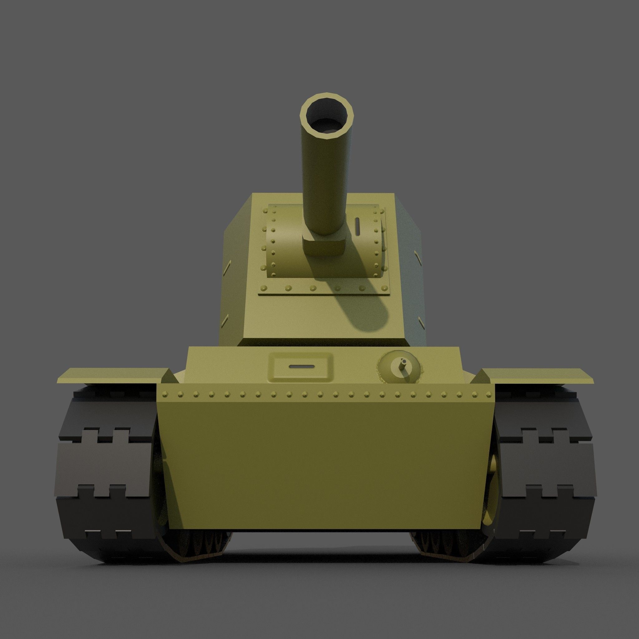 Cartoon KV-2 Low-poly 3D model_3