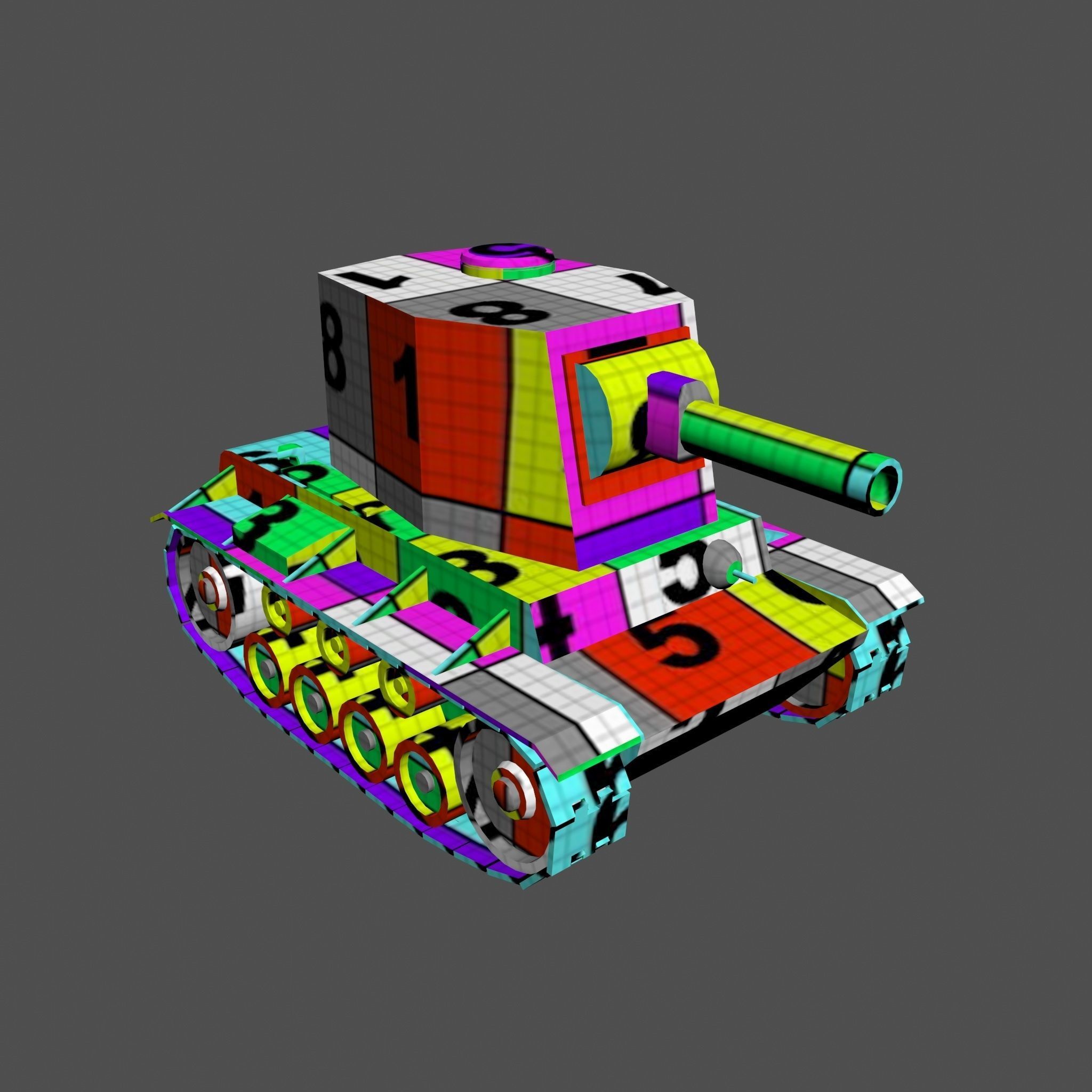 Cartoon KV-2 Low-poly 3D model_17