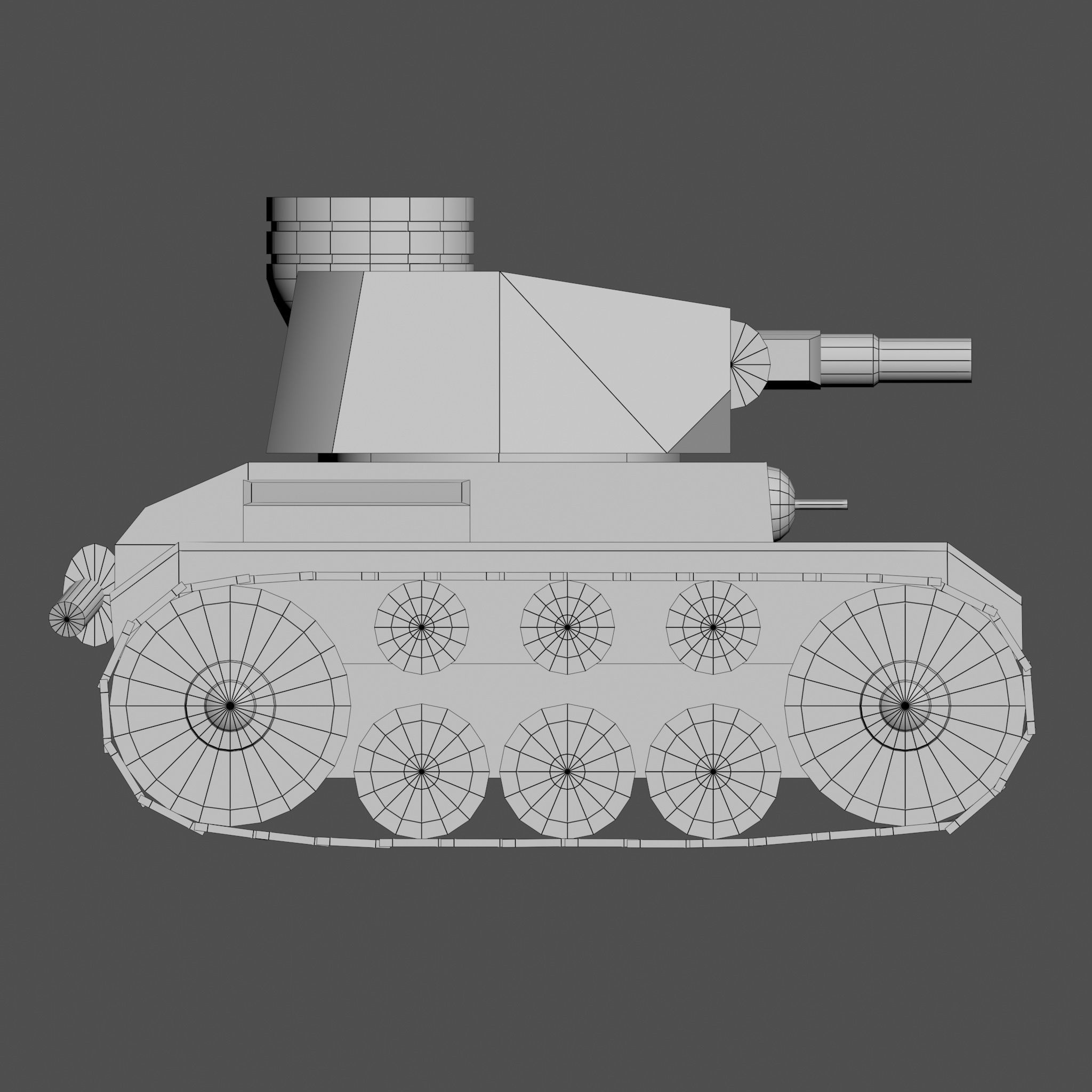 Cartoon Pz  III Low-poly 3D model_14