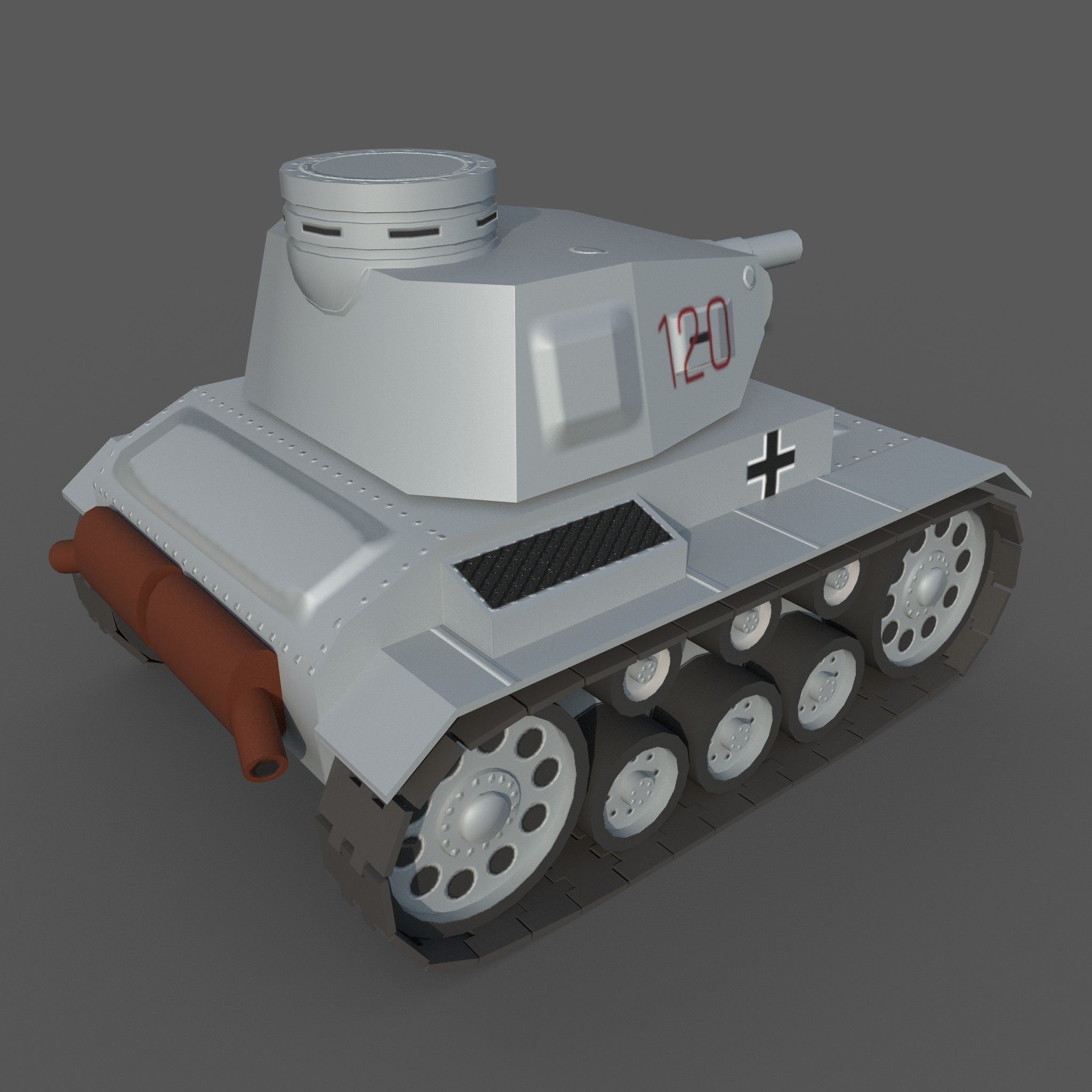 Cartoon Pz  III Low-poly 3D model_8