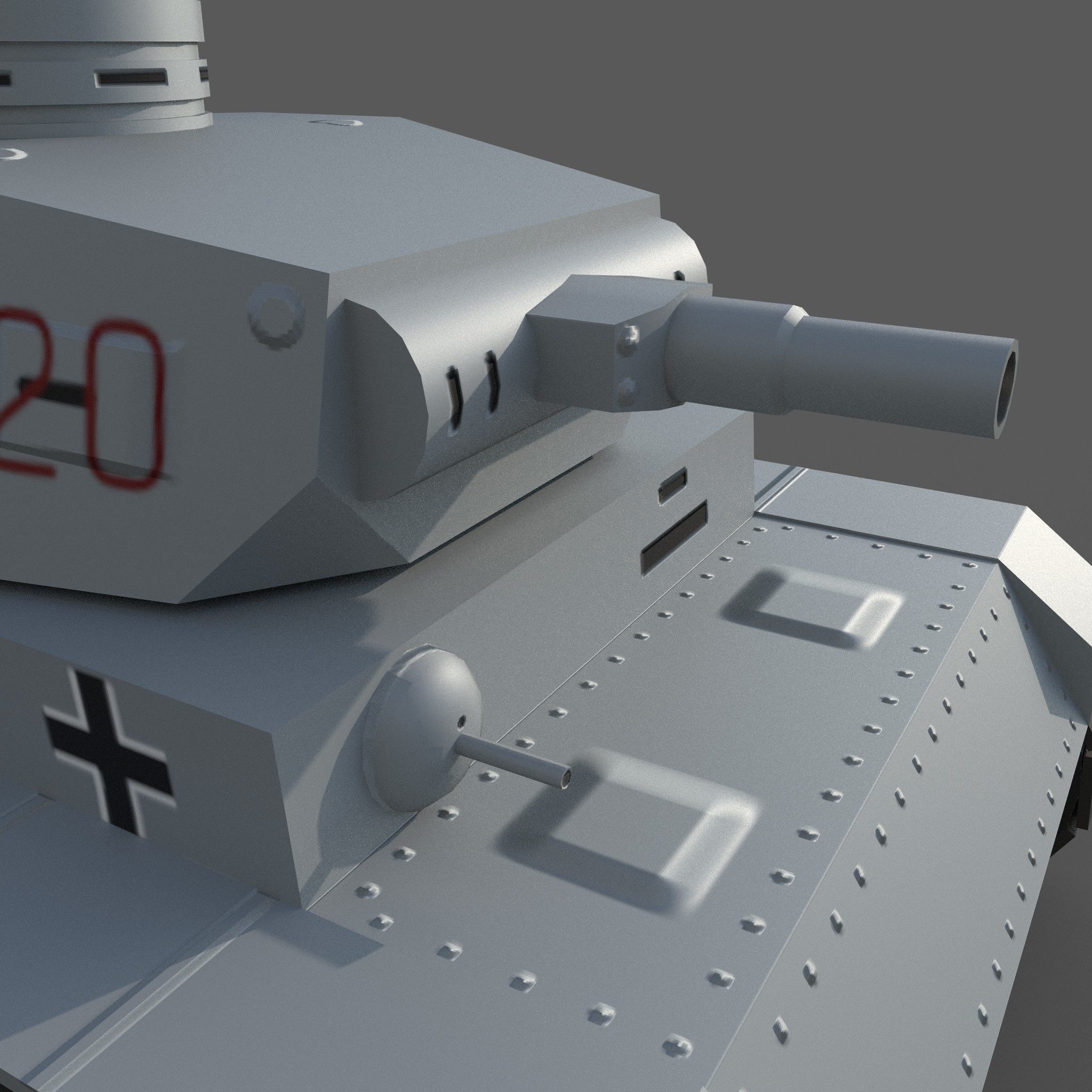 Cartoon Pz  III Low-poly 3D model_11