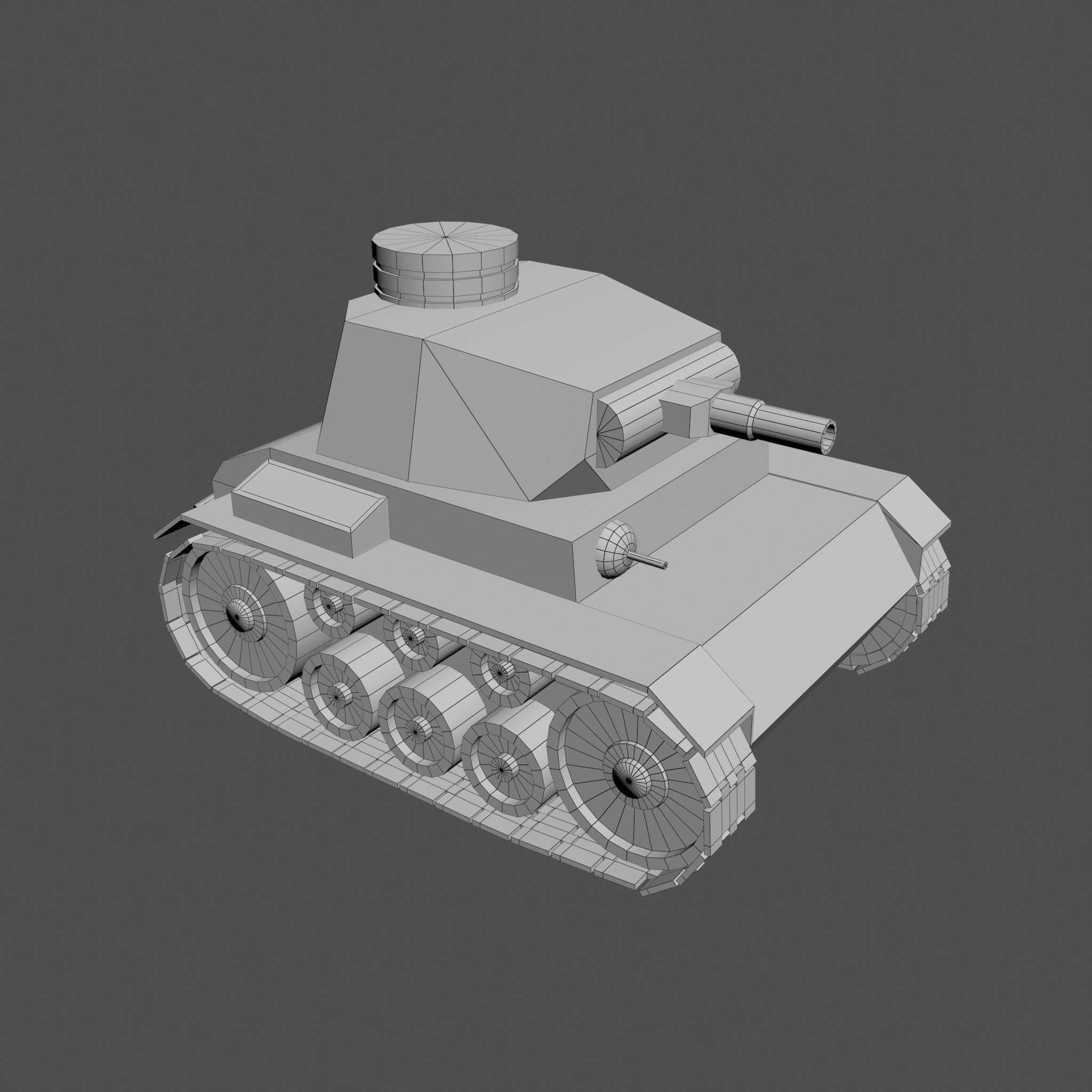 Cartoon Pz  III Low-poly 3D model_13